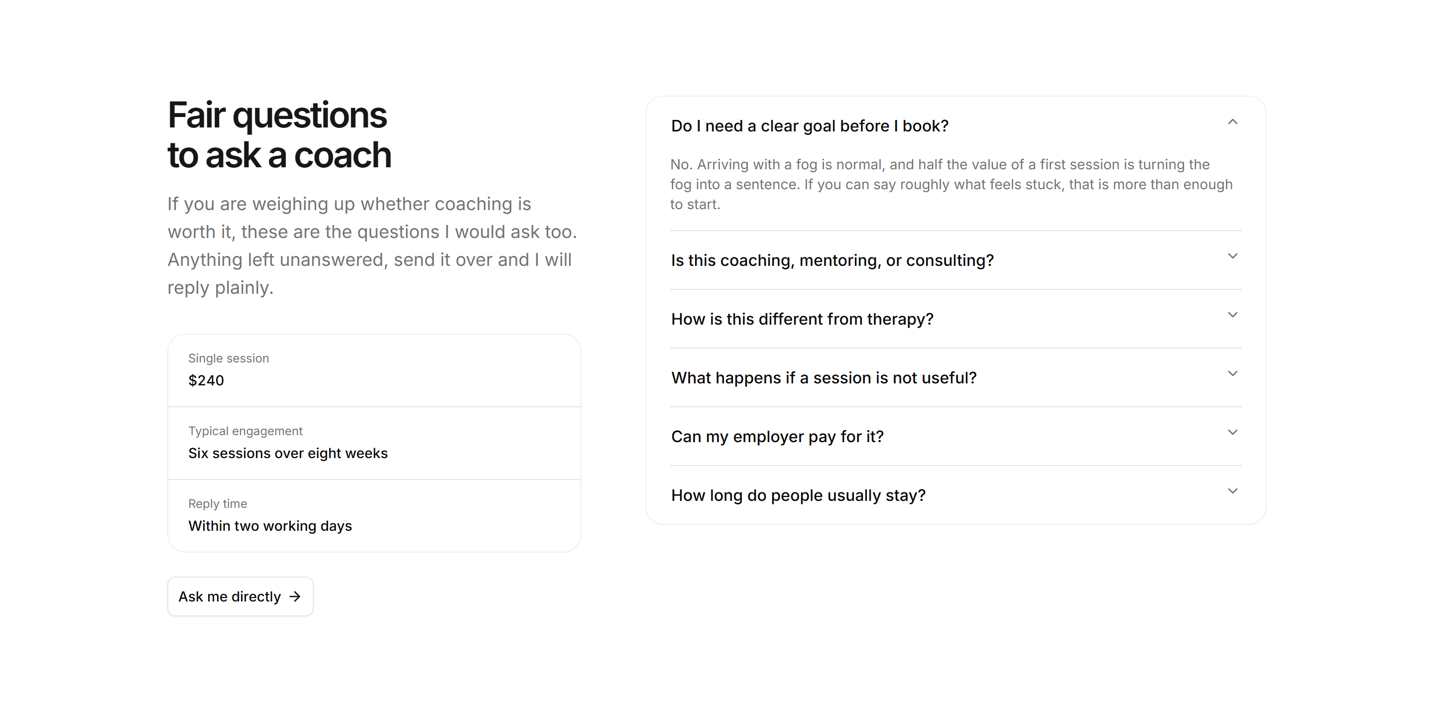 Portfolio Coaching and Mentoring: Coaching FAQ