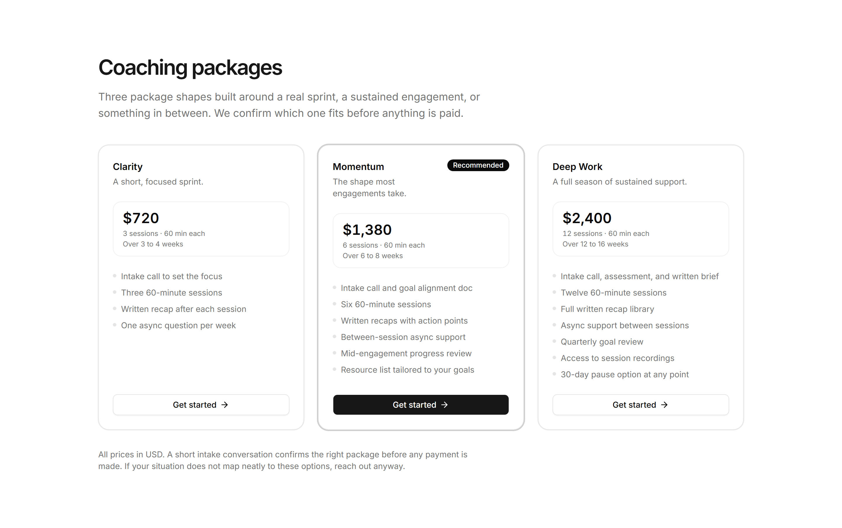 Portfolio Coaching and Mentoring: Coaching Packages