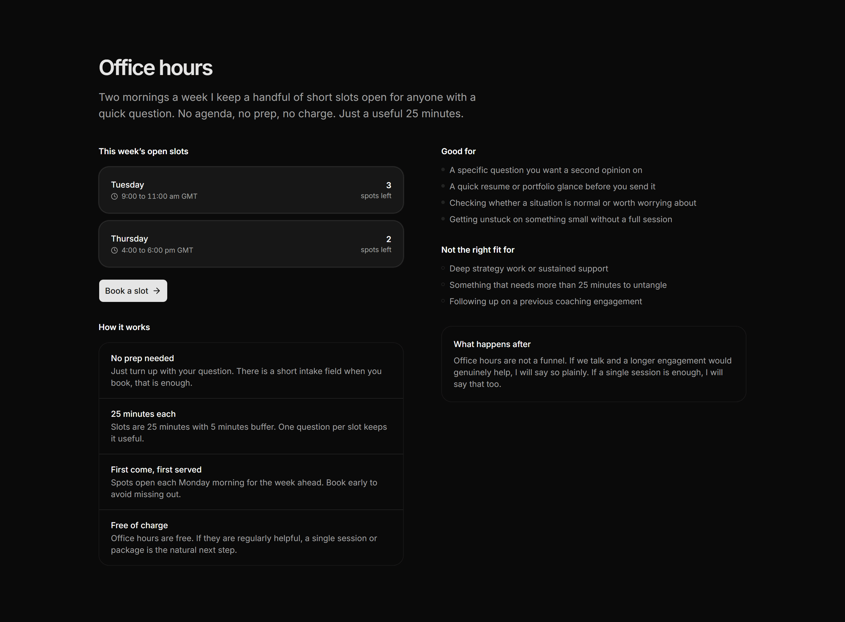 Portfolio Coaching and Mentoring: Office Hours
