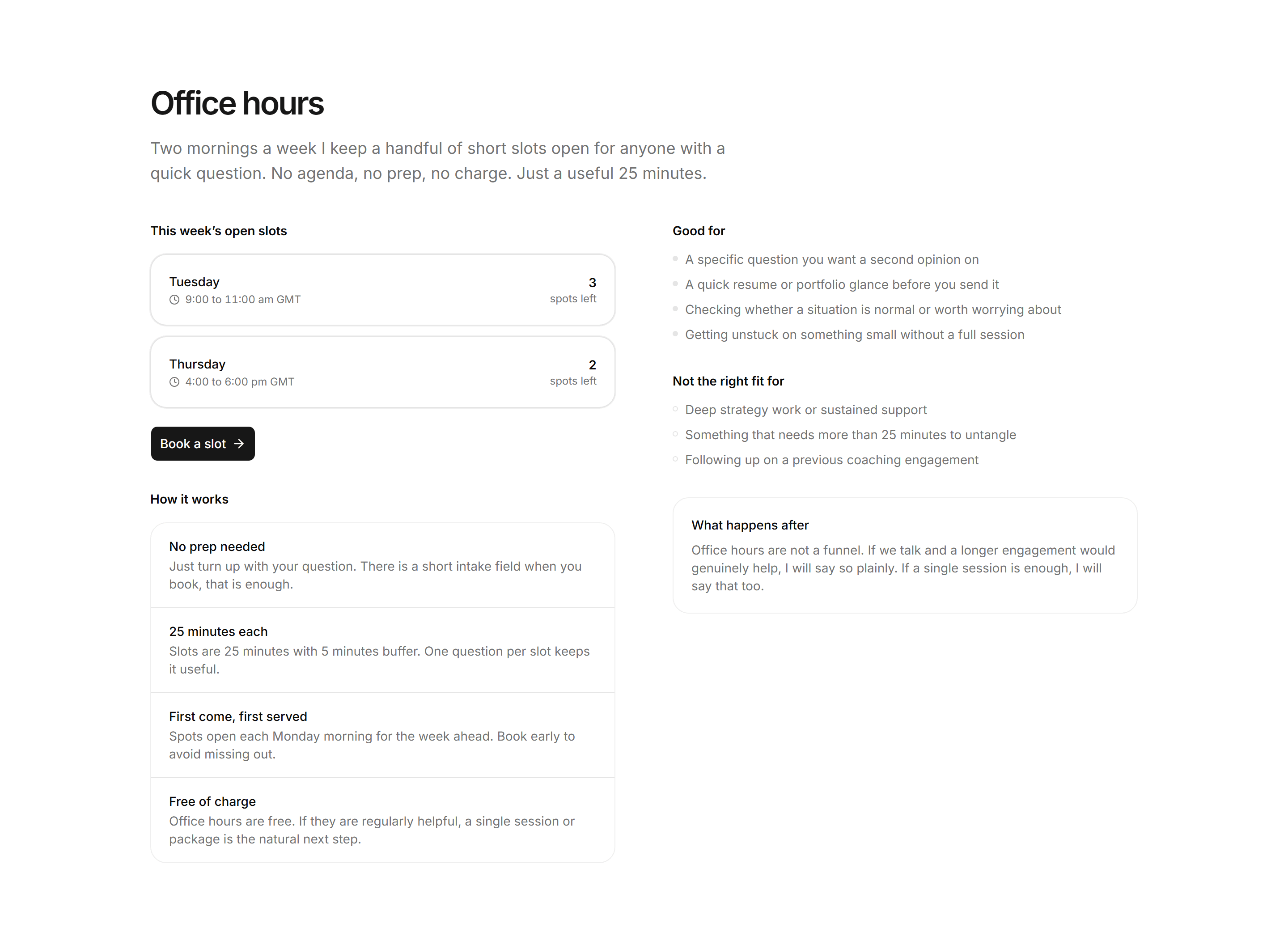 Portfolio Coaching and Mentoring: Office Hours