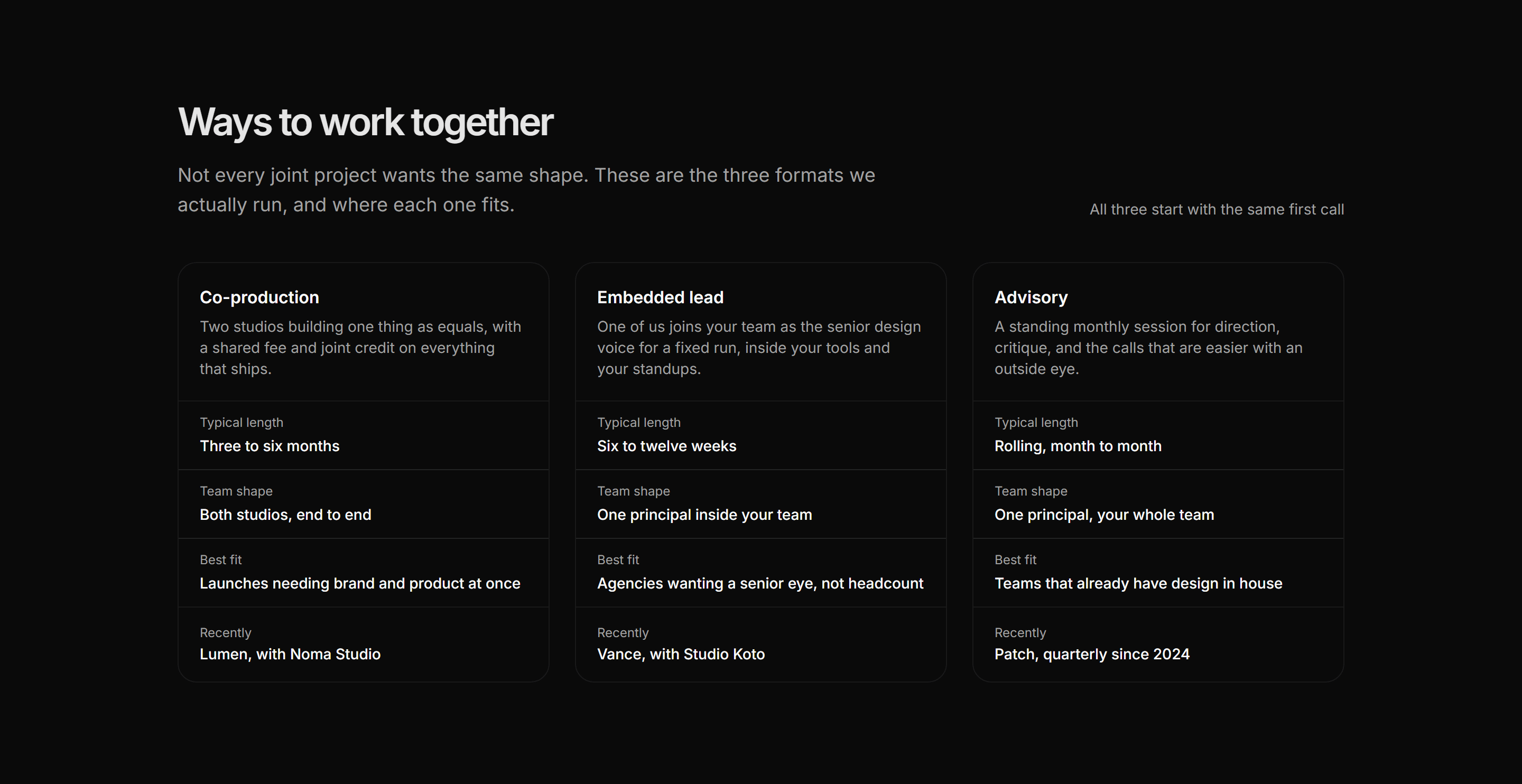 Portfolio Collaboration: Collab Formats