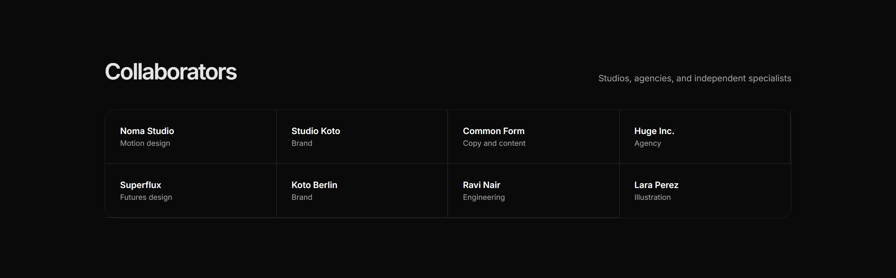 Portfolio Collaboration: Partners Row