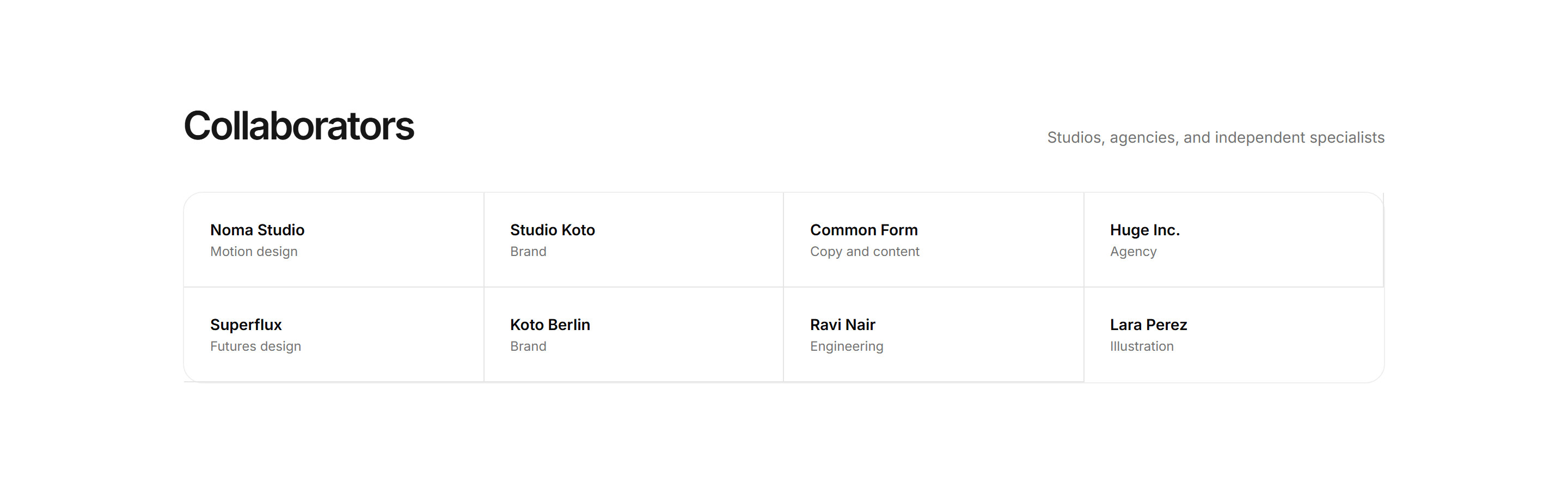 Portfolio Collaboration: Partners Row
