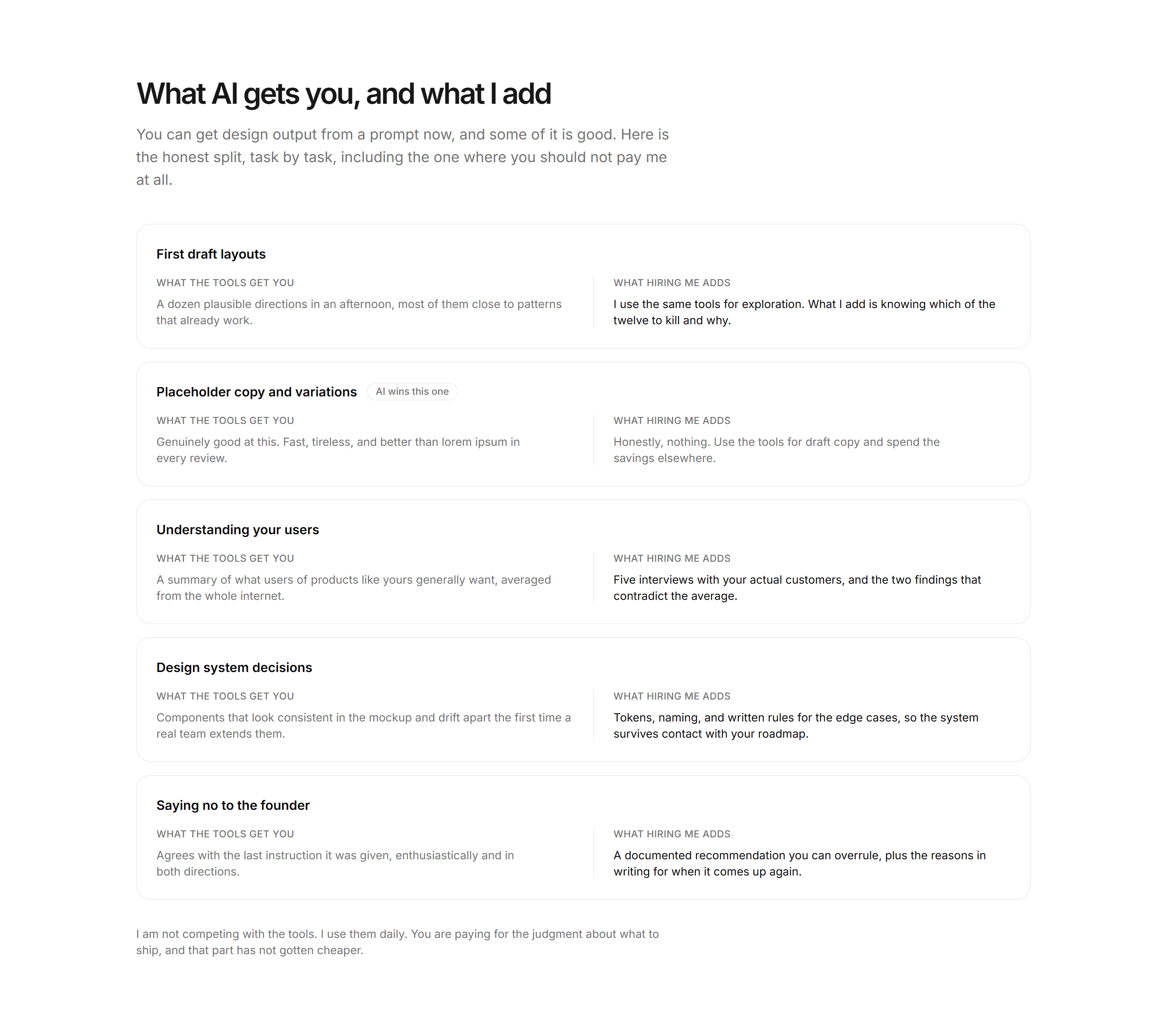 Portfolio Comparison: AI vs Hiring Me