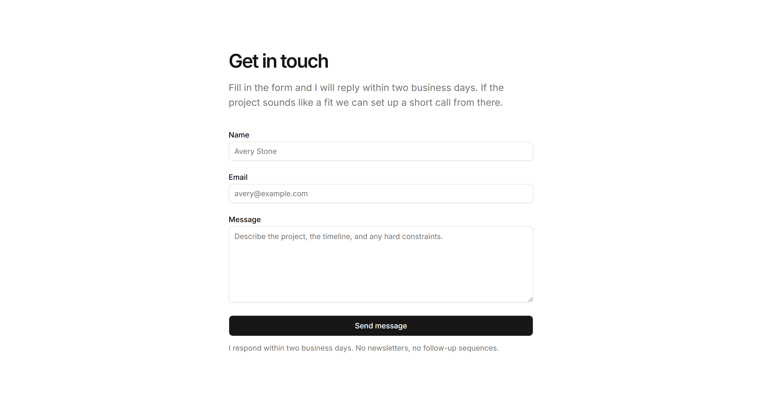 Portfolio Contact: Contact Form