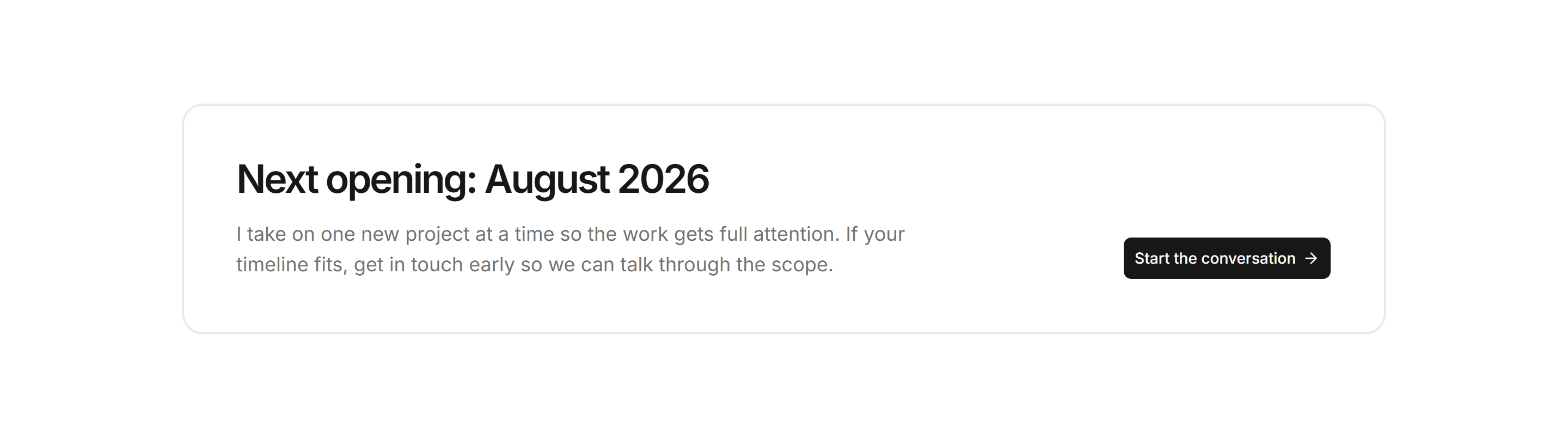 Portfolio Calls to Action: Availability CTA Band