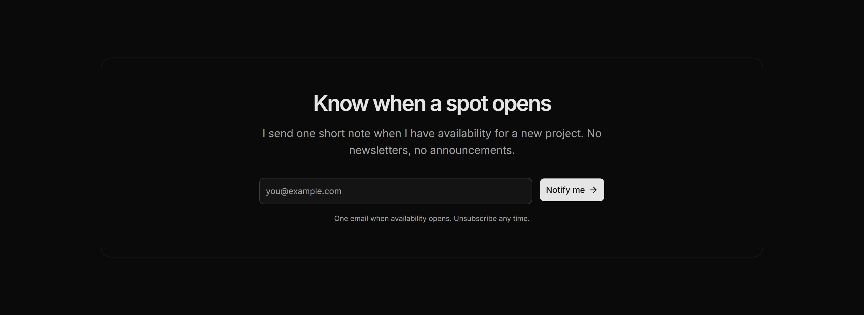 Portfolio Calls to Action: Email Capture CTA