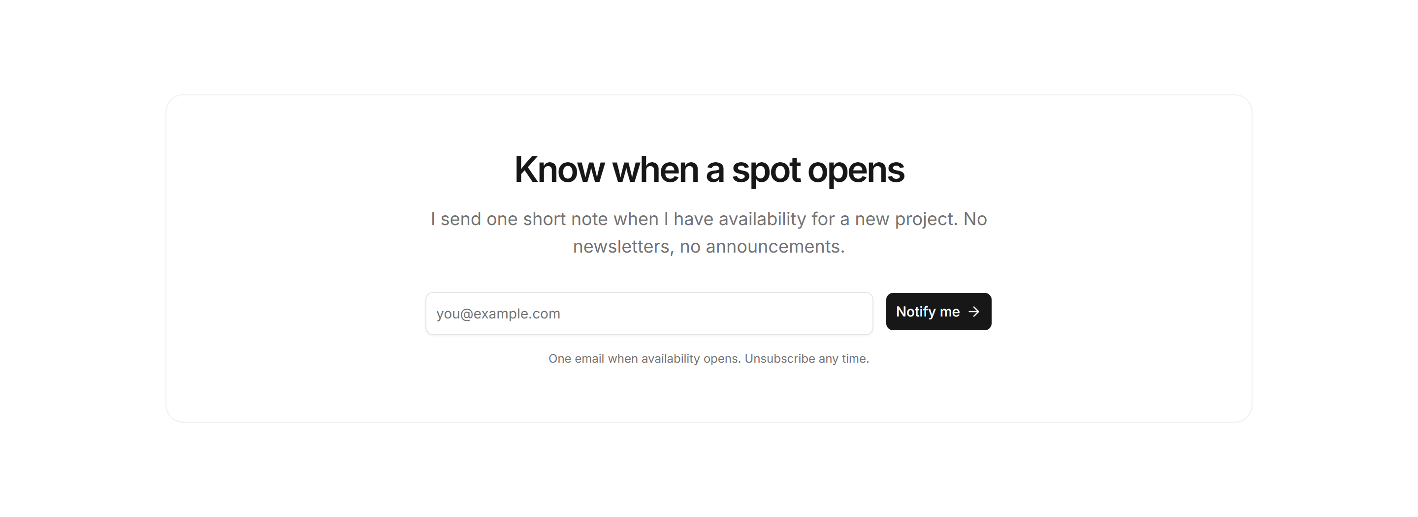 Portfolio Calls to Action: Email Capture CTA