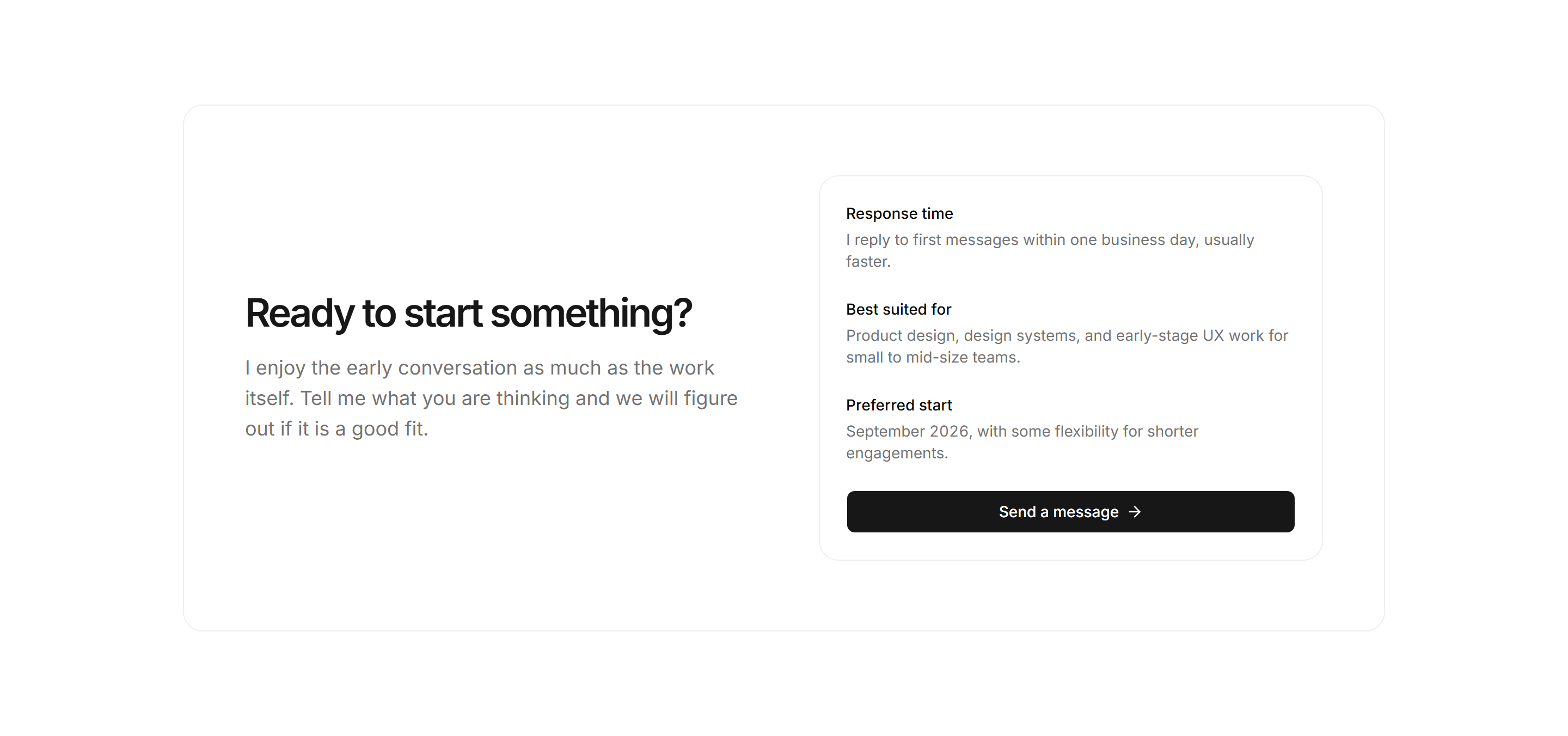 Portfolio Calls to Action: Lets Talk Split