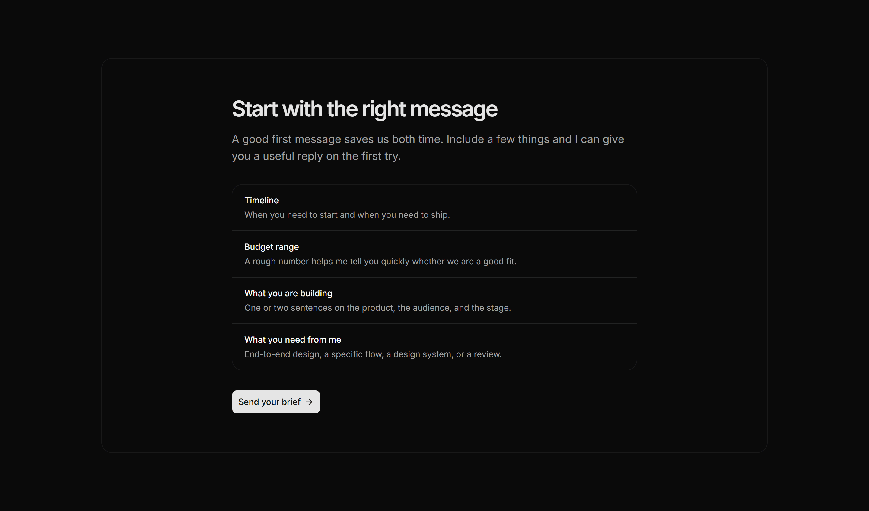 Portfolio Calls to Action: Project Inquiry Cta