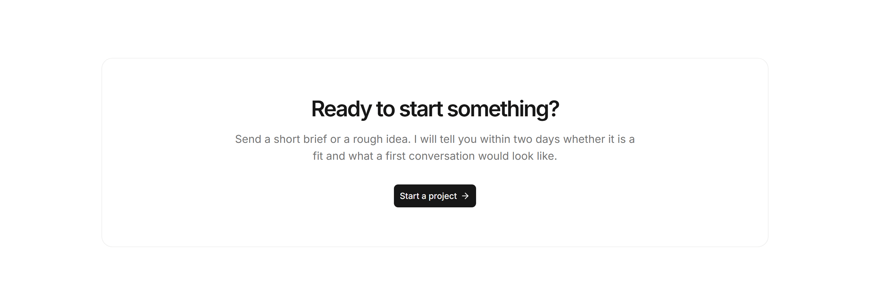 Portfolio Calls to Action: Start Project Band