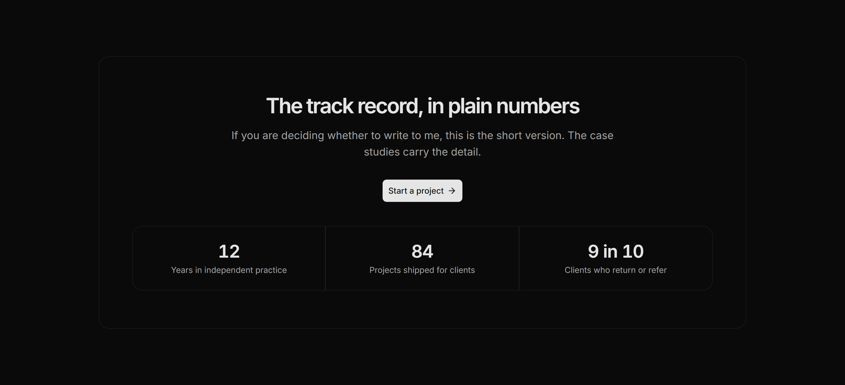 Portfolio Calls to Action: Stats CTA Band