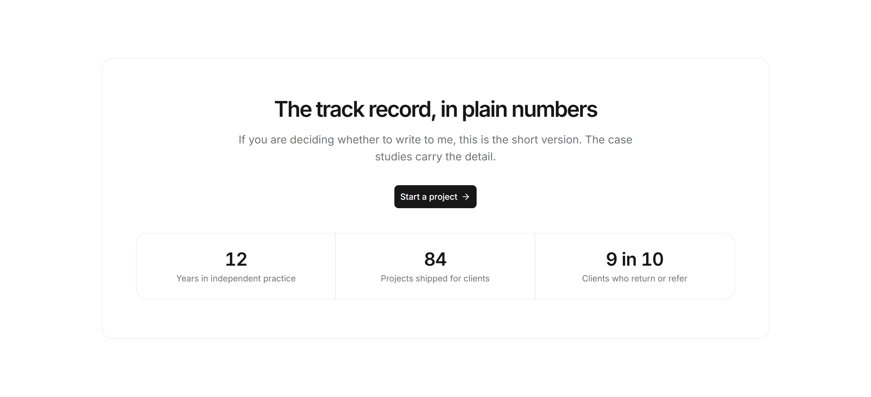 Portfolio Calls to Action: Stats CTA Band