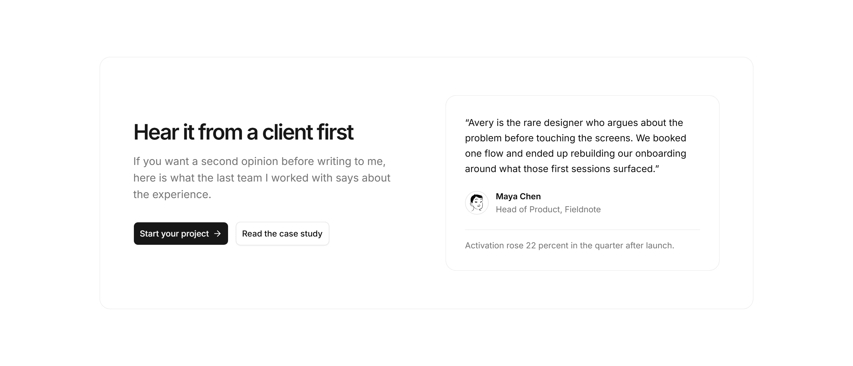Portfolio Calls to Action: Testimonial CTA