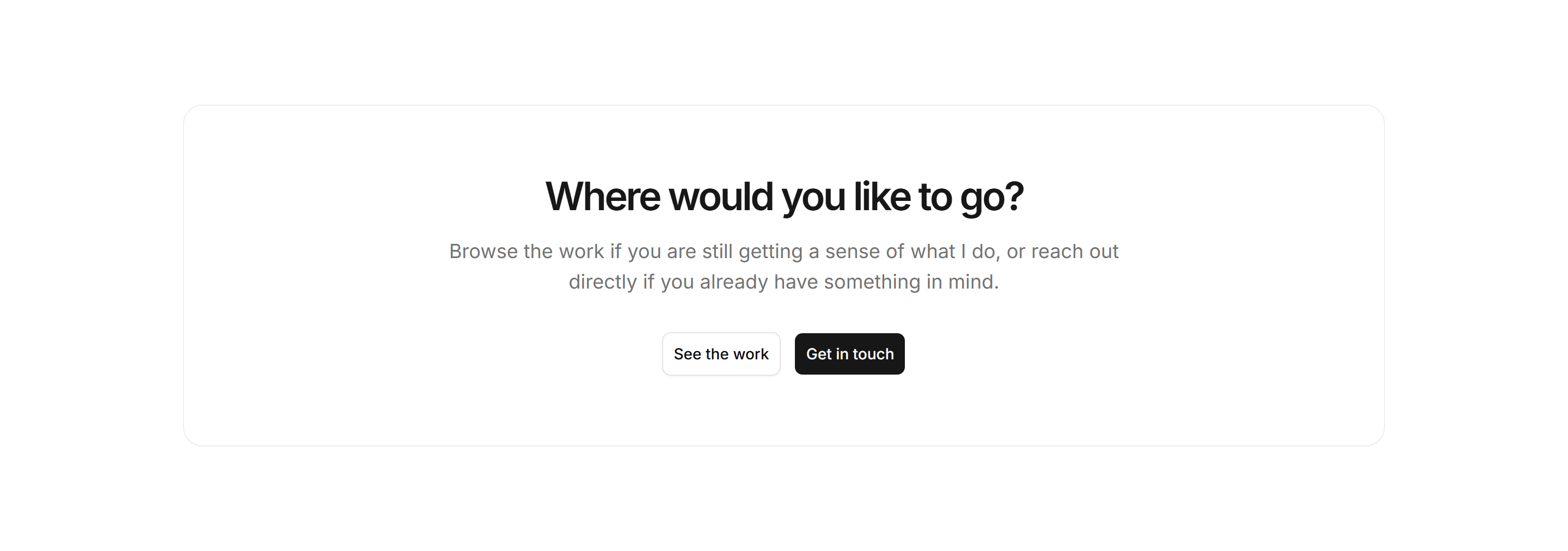 Portfolio Calls to Action: Two Action Cta