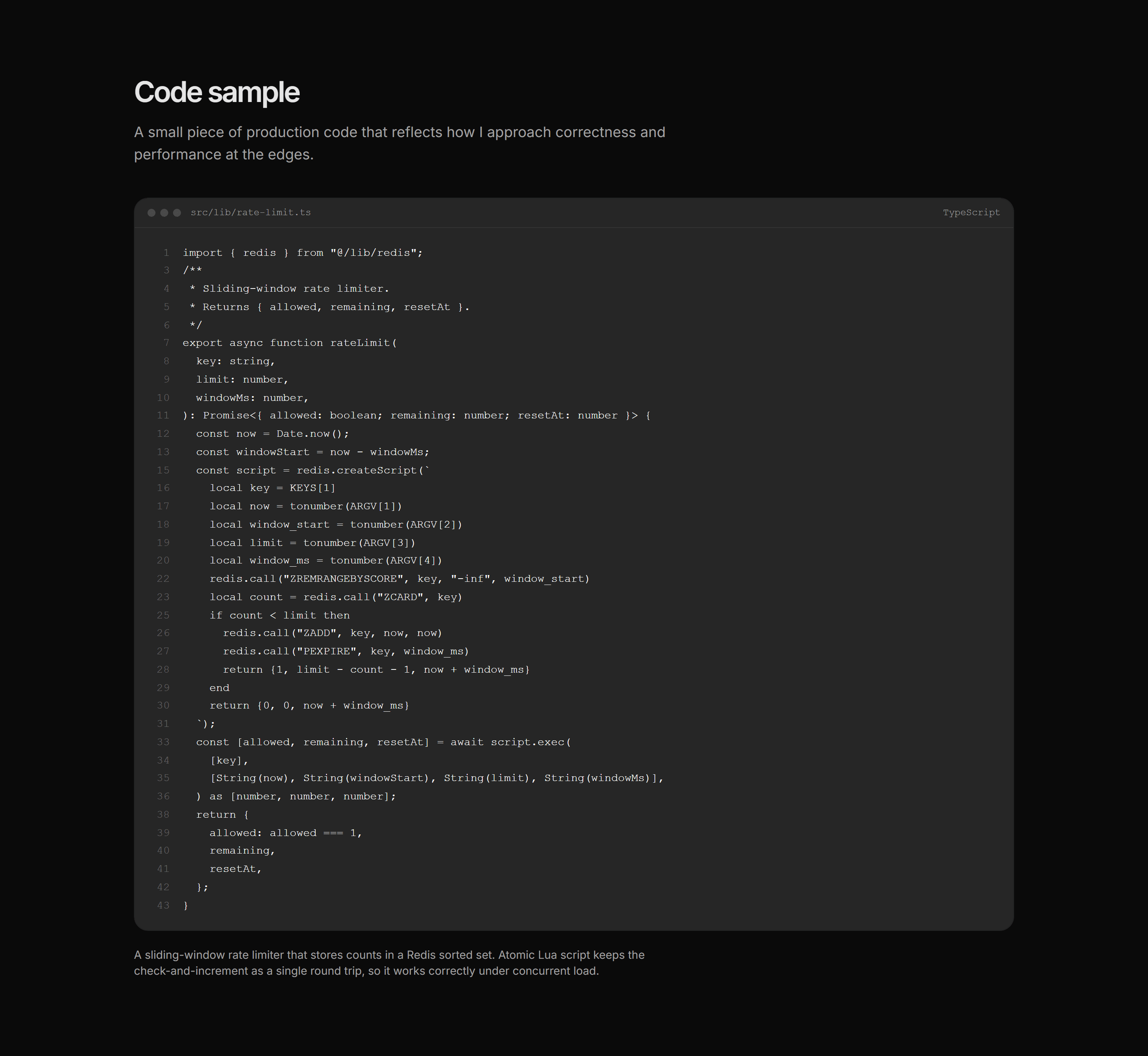 Portfolio Developer Portfolio: Code Snippet