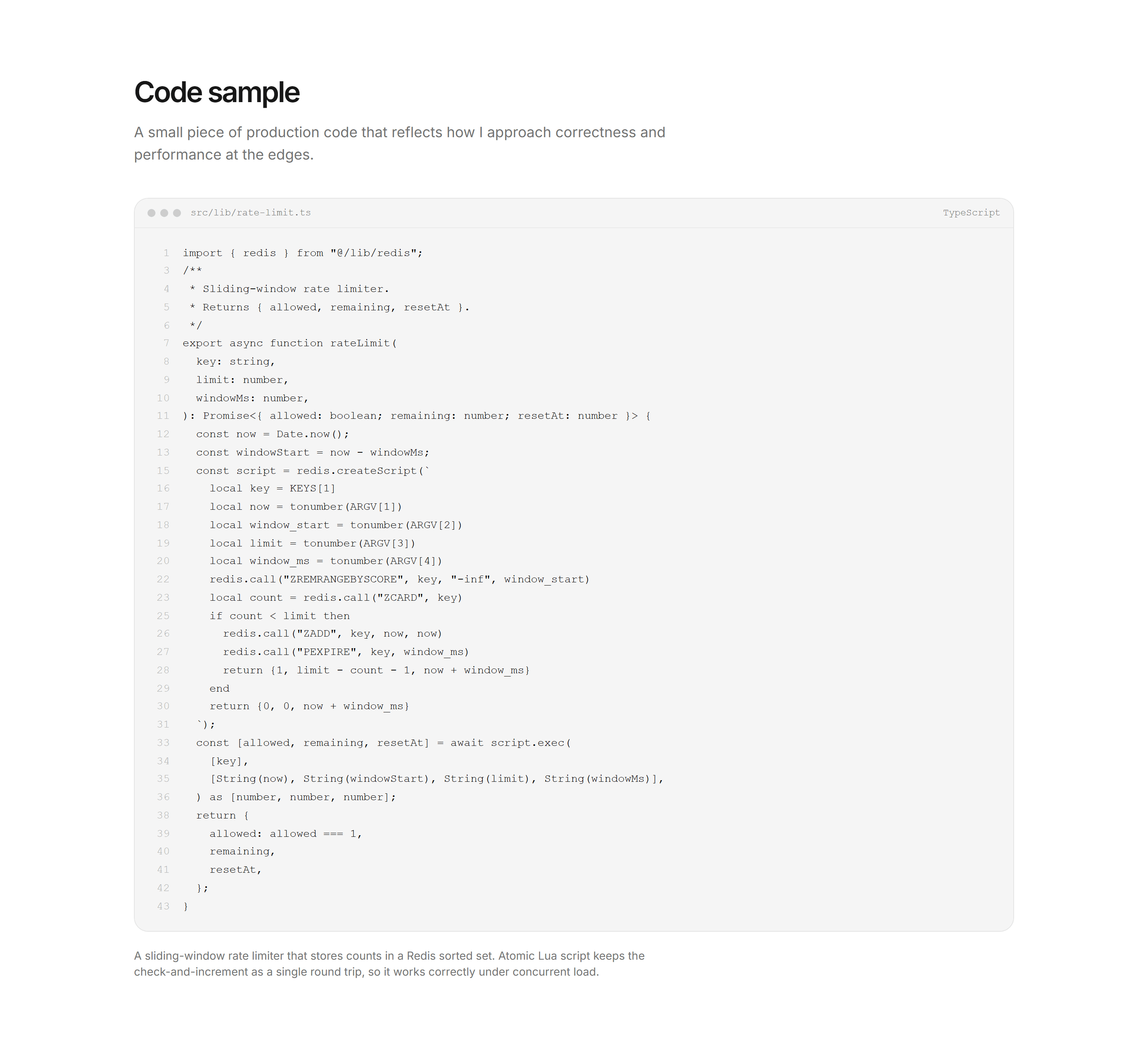 Portfolio Developer Portfolio: Code Snippet