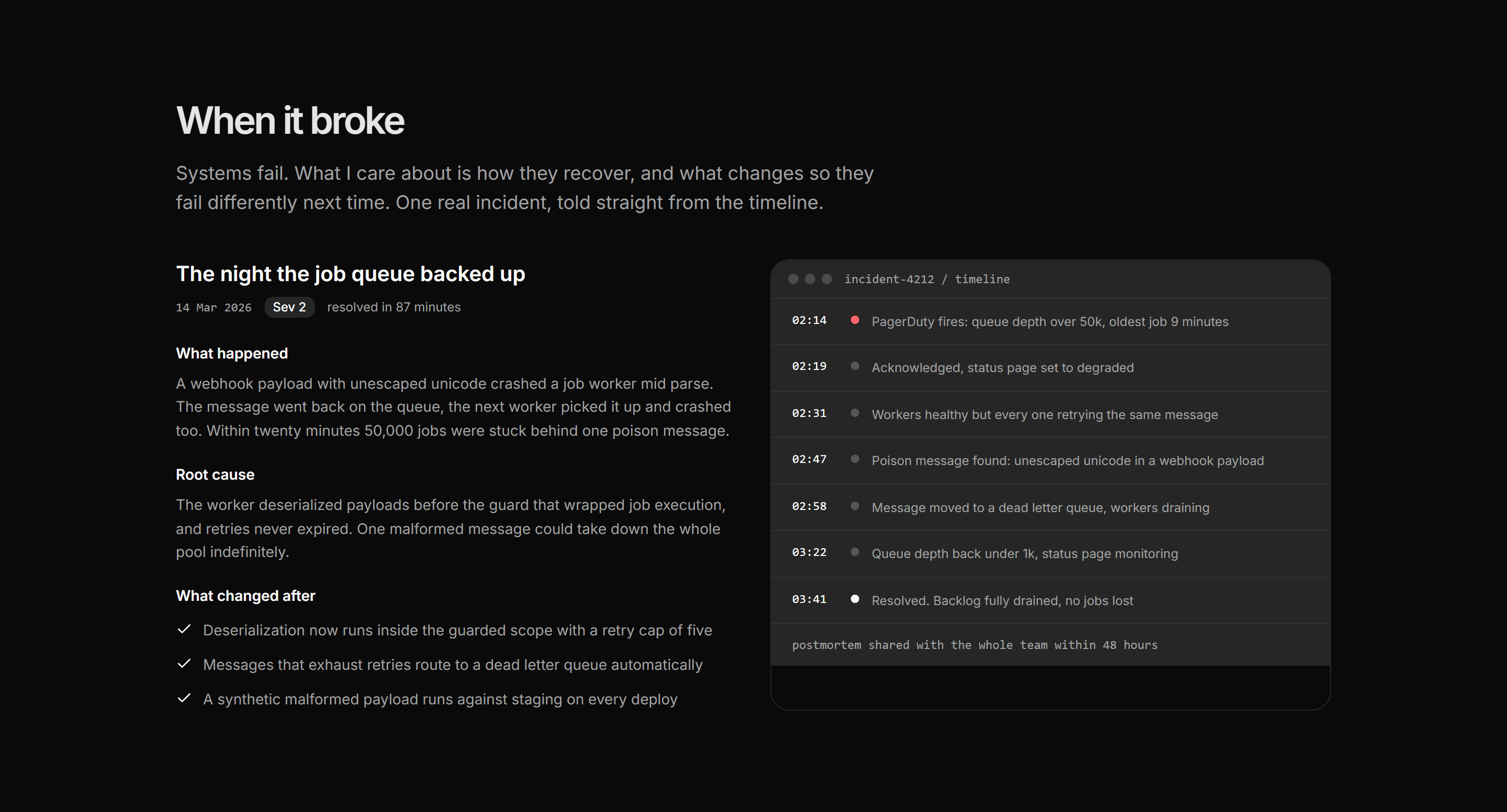 Portfolio Developer Portfolio: Incident Postmortem
