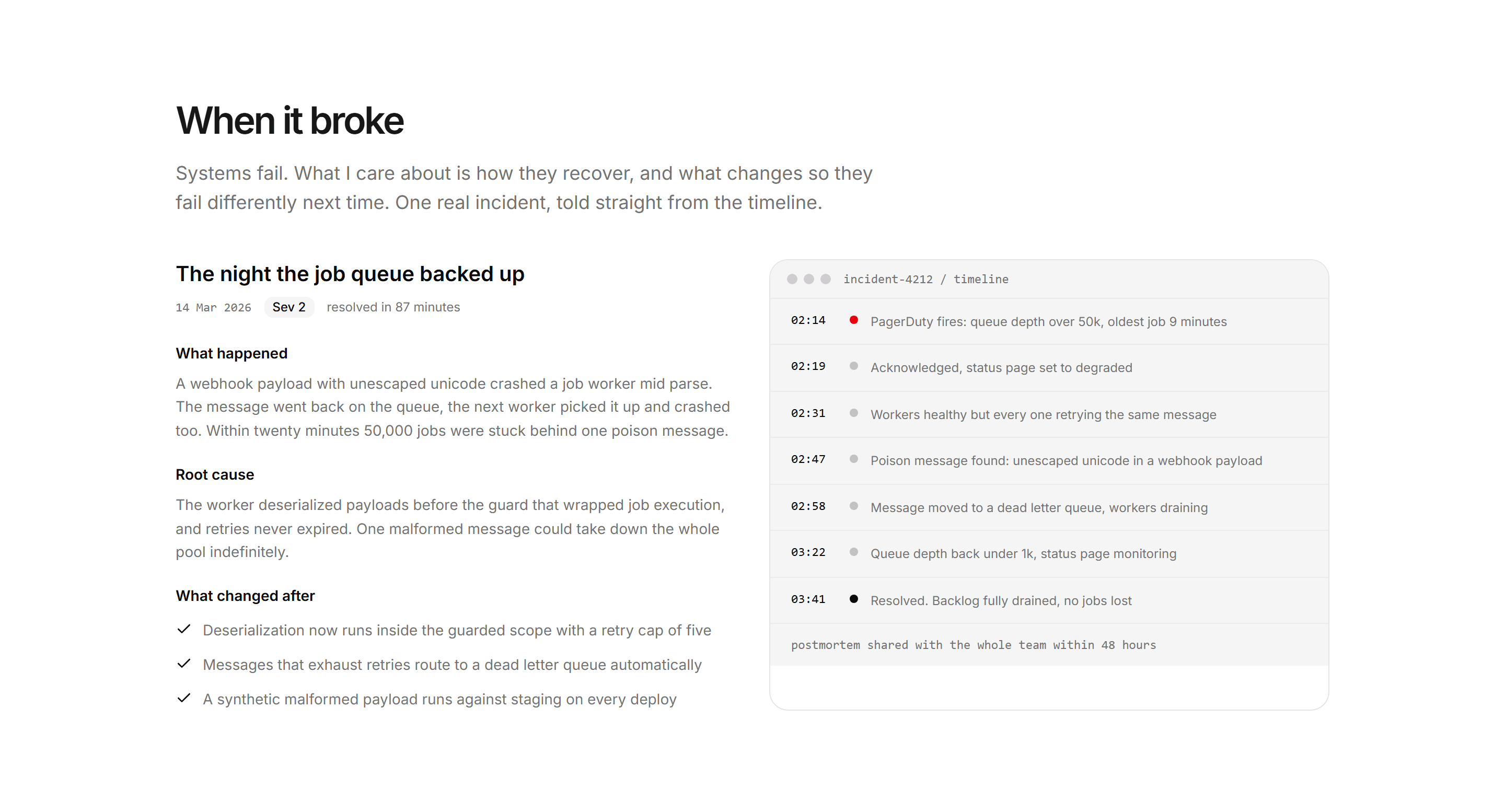Portfolio Developer Portfolio: Incident Postmortem