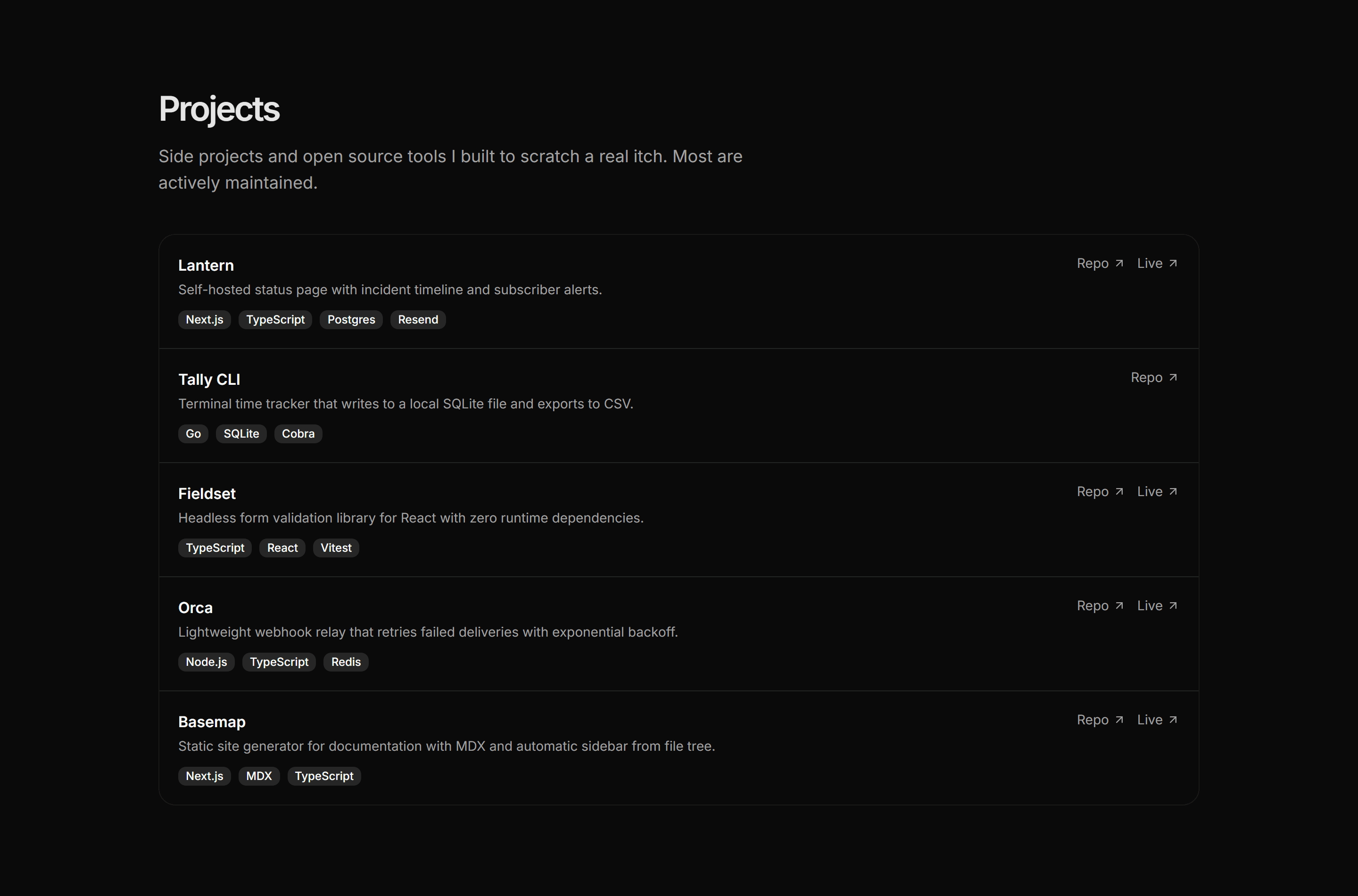 Portfolio Developer Portfolio: Project List