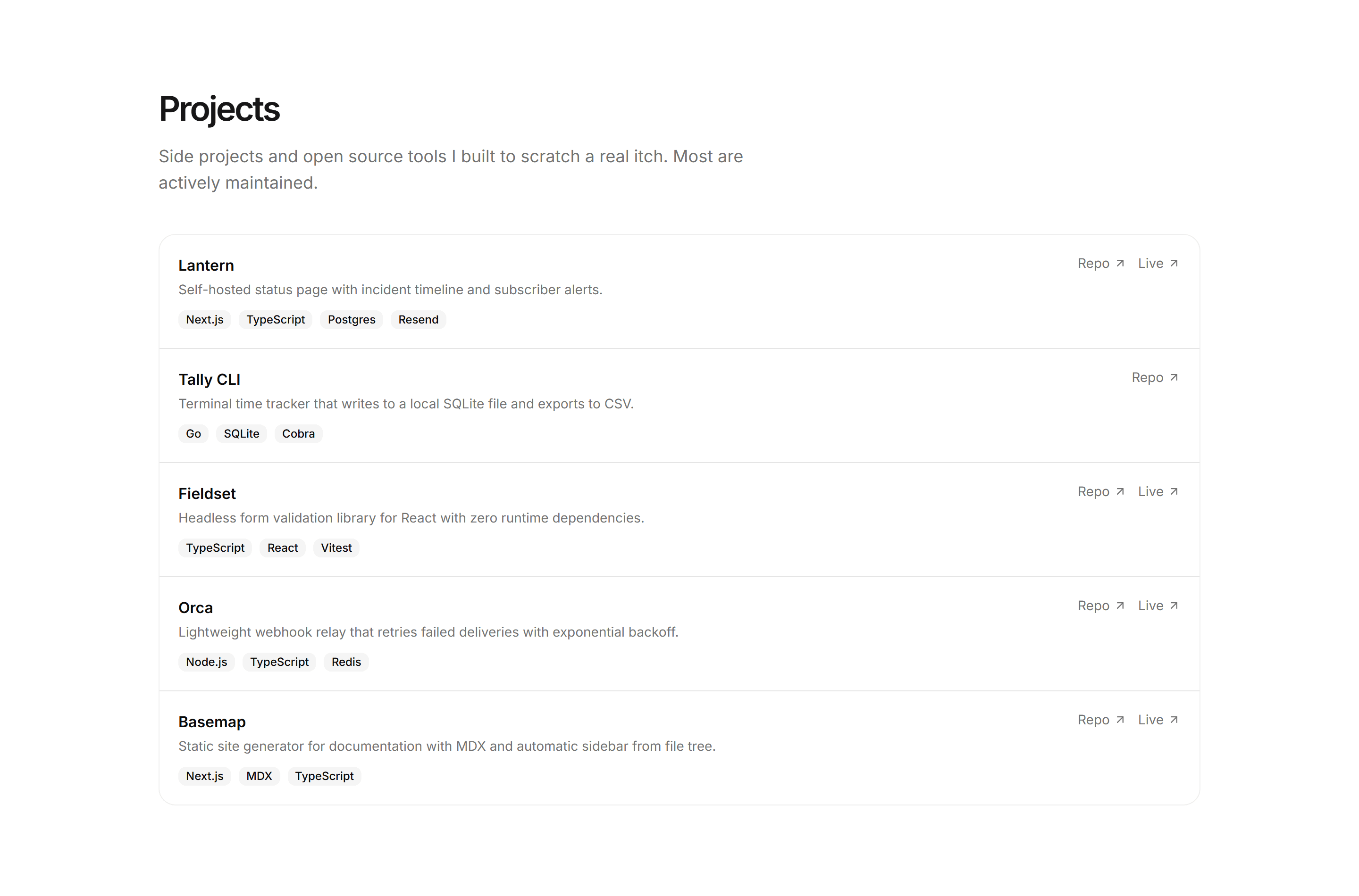 Portfolio Developer Portfolio: Project List