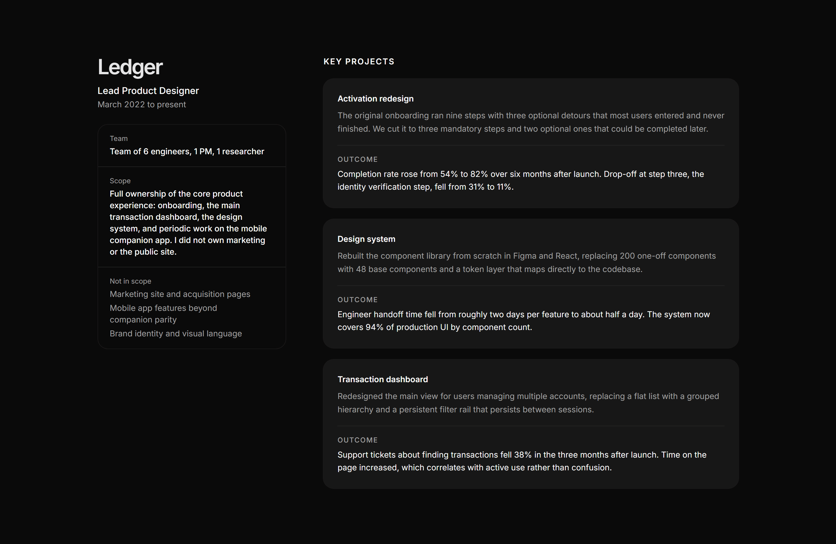 Portfolio Experience: Experience Detail