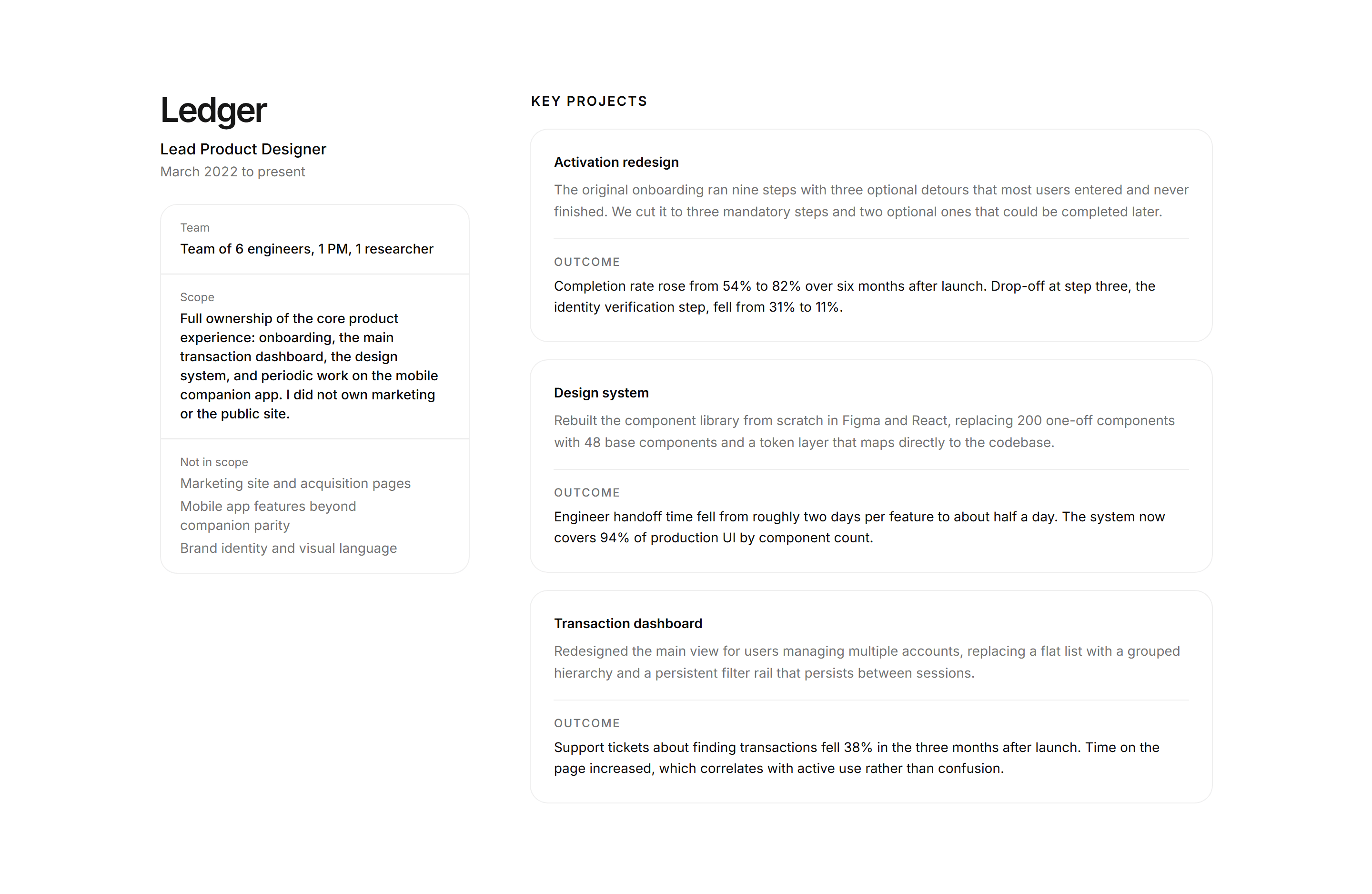 Portfolio Experience: Experience Detail
