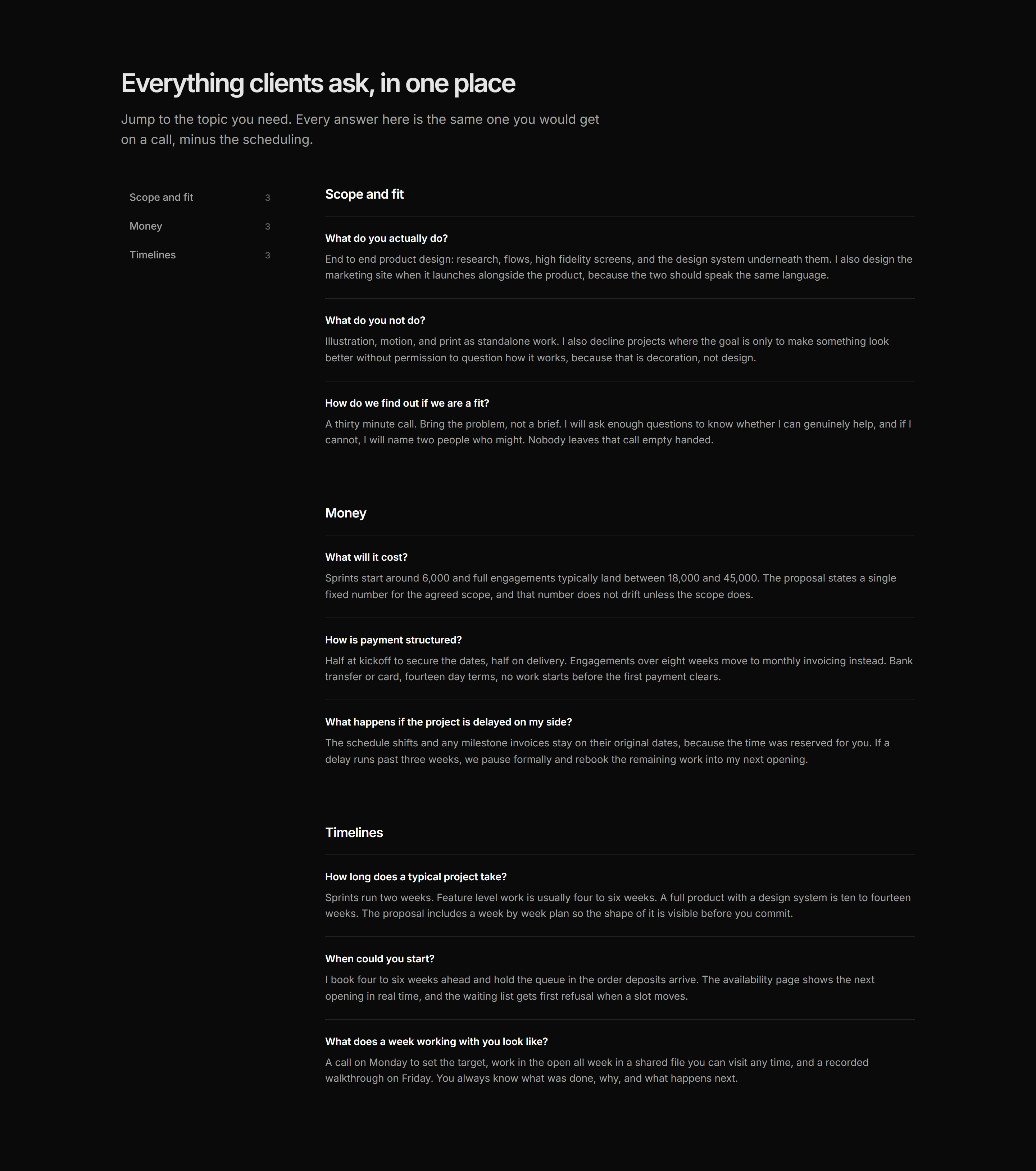 Portfolio FAQ: Anchored FAQ