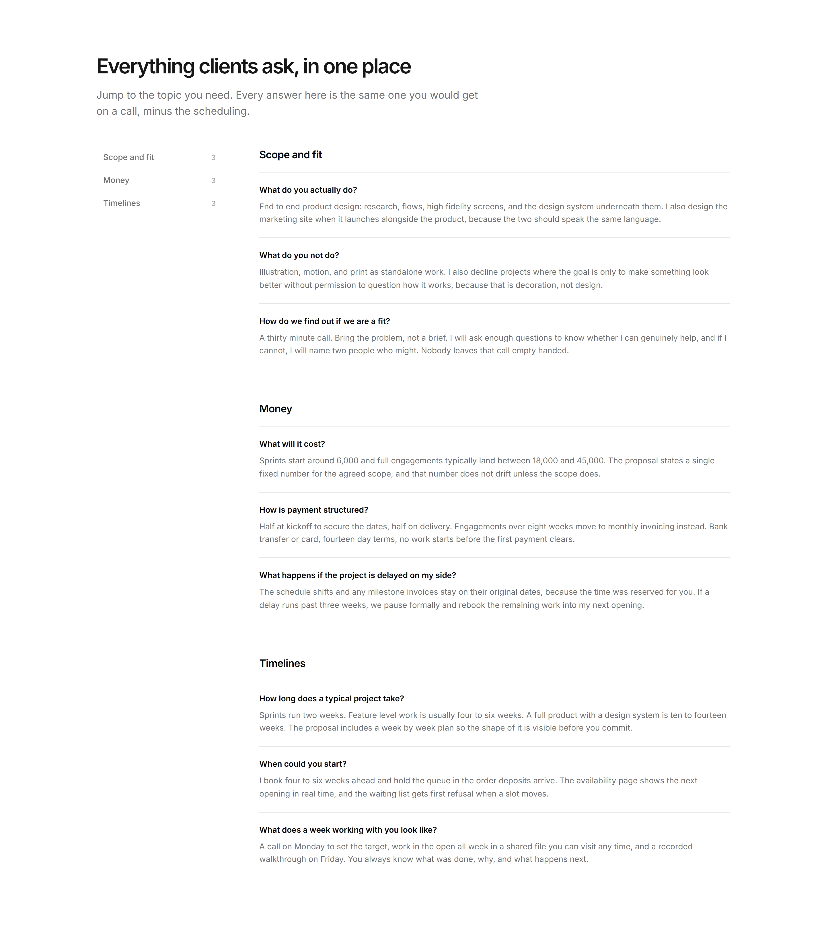 Portfolio FAQ: Anchored FAQ
