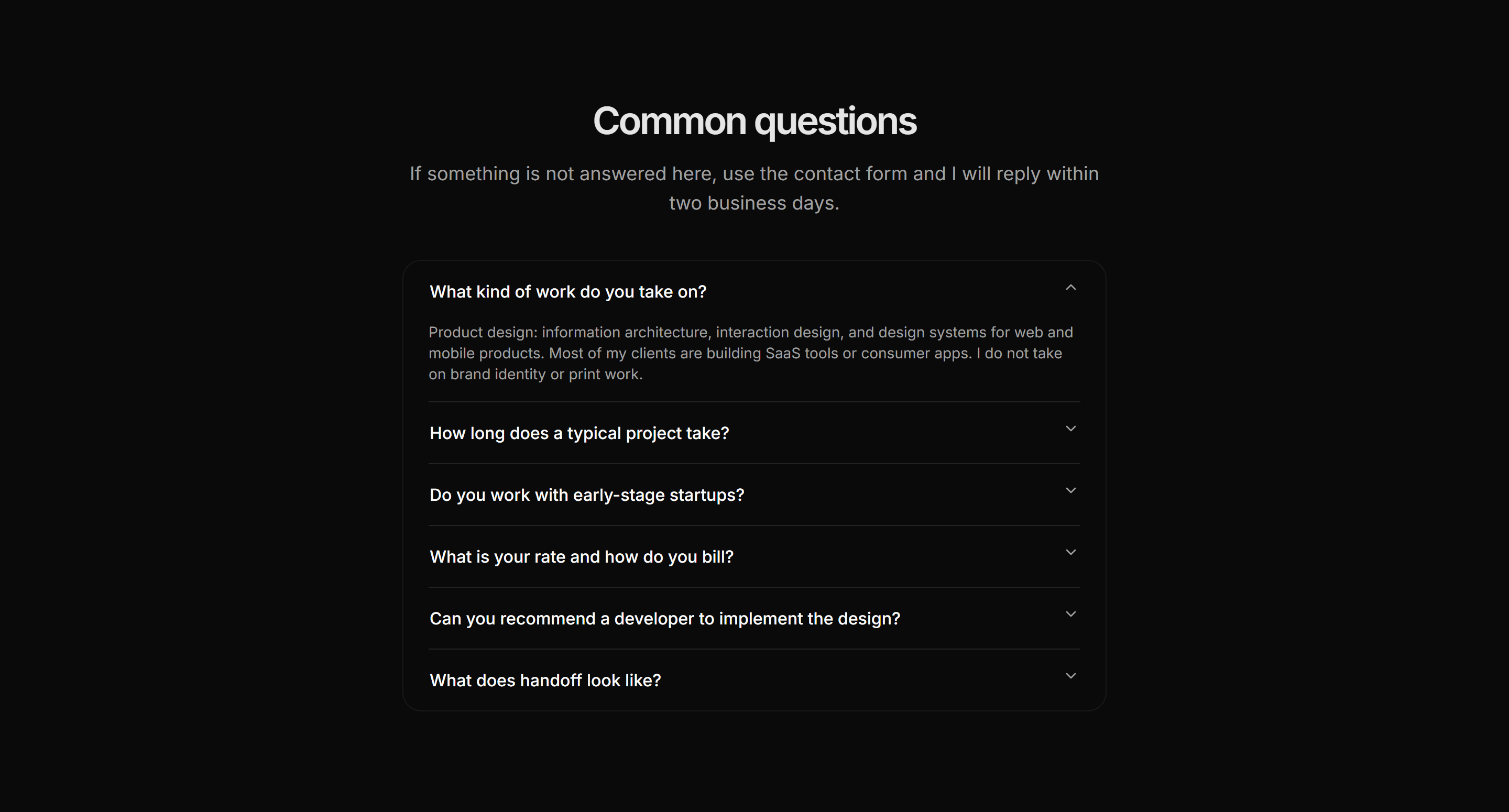 Portfolio FAQ: Centered Faq