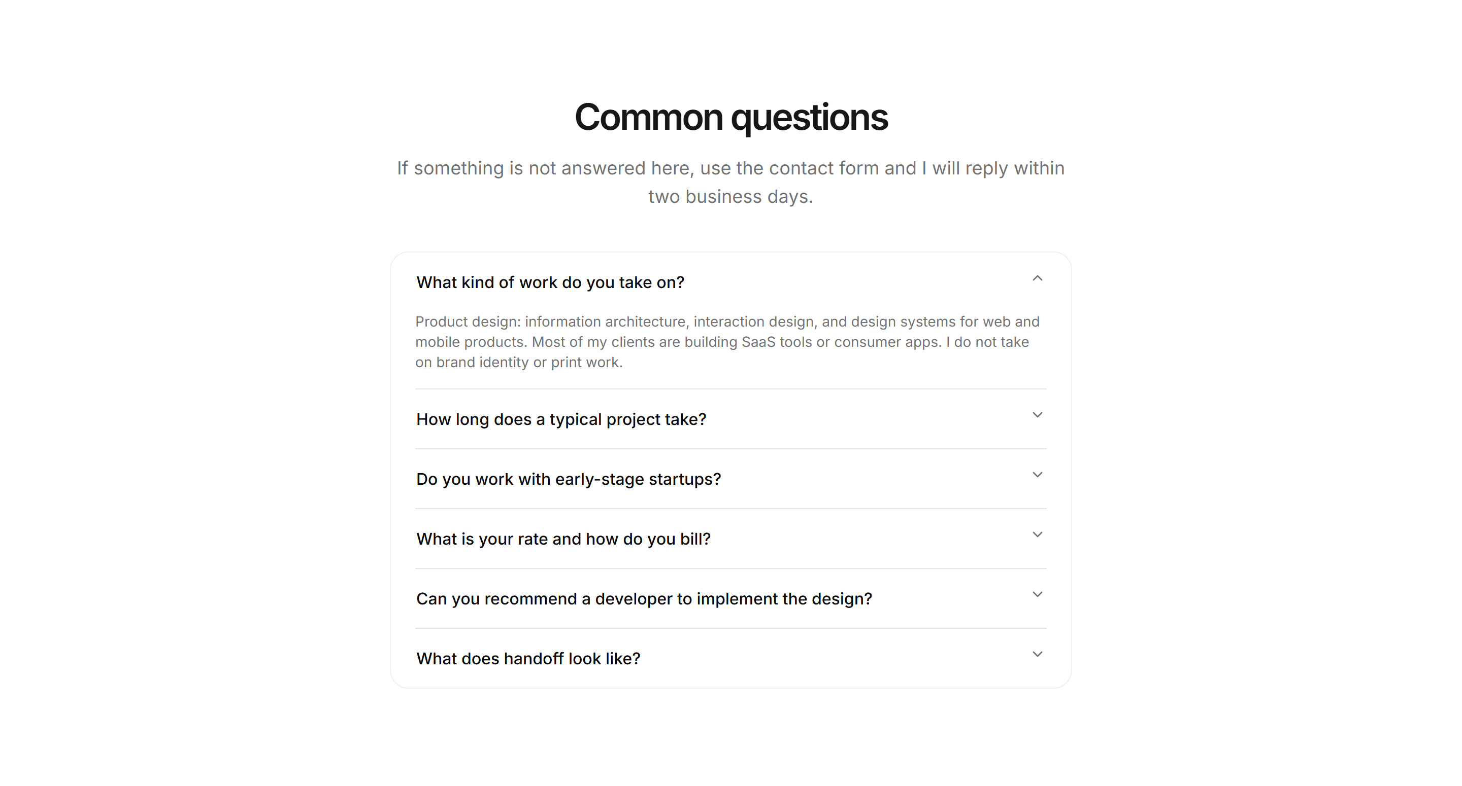 Portfolio FAQ: Centered Faq