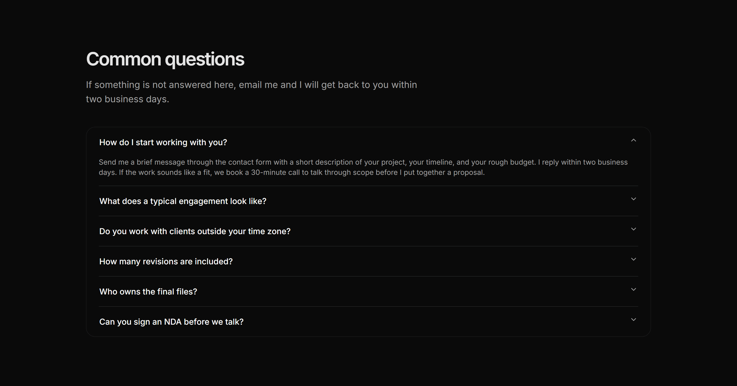 Portfolio FAQ: Faq Accordion