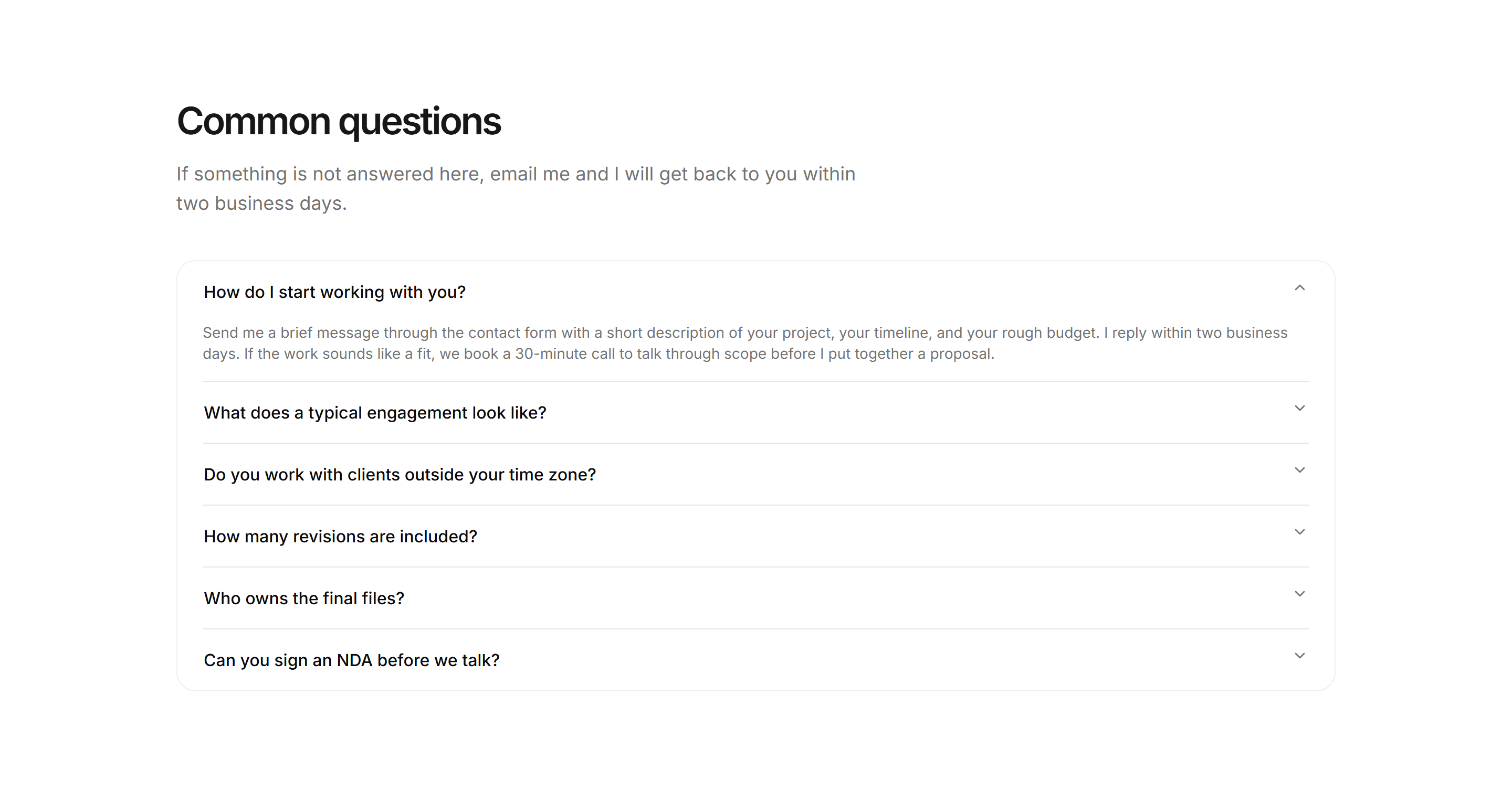 Portfolio FAQ: Faq Accordion