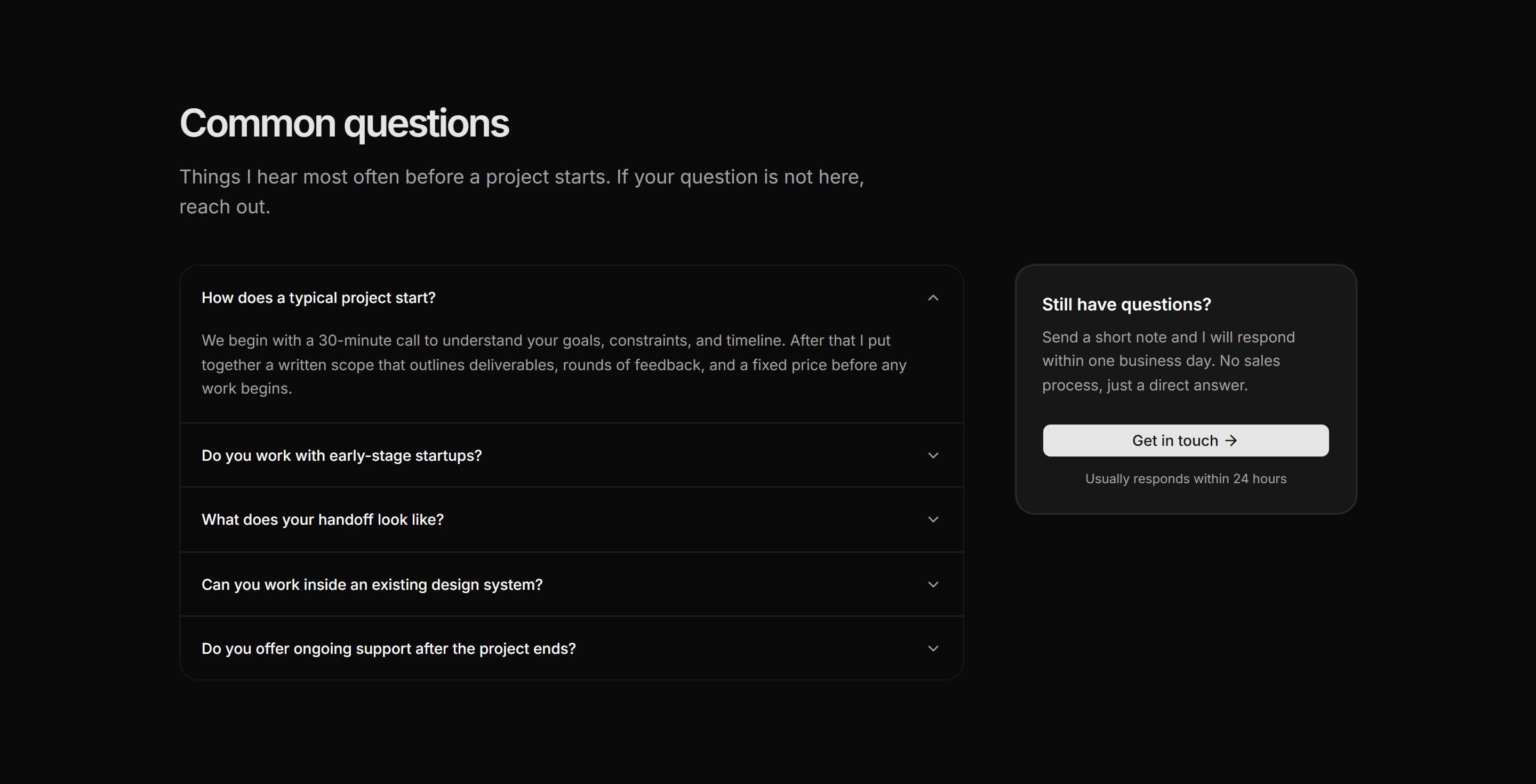 Portfolio FAQ: Faq With Contact