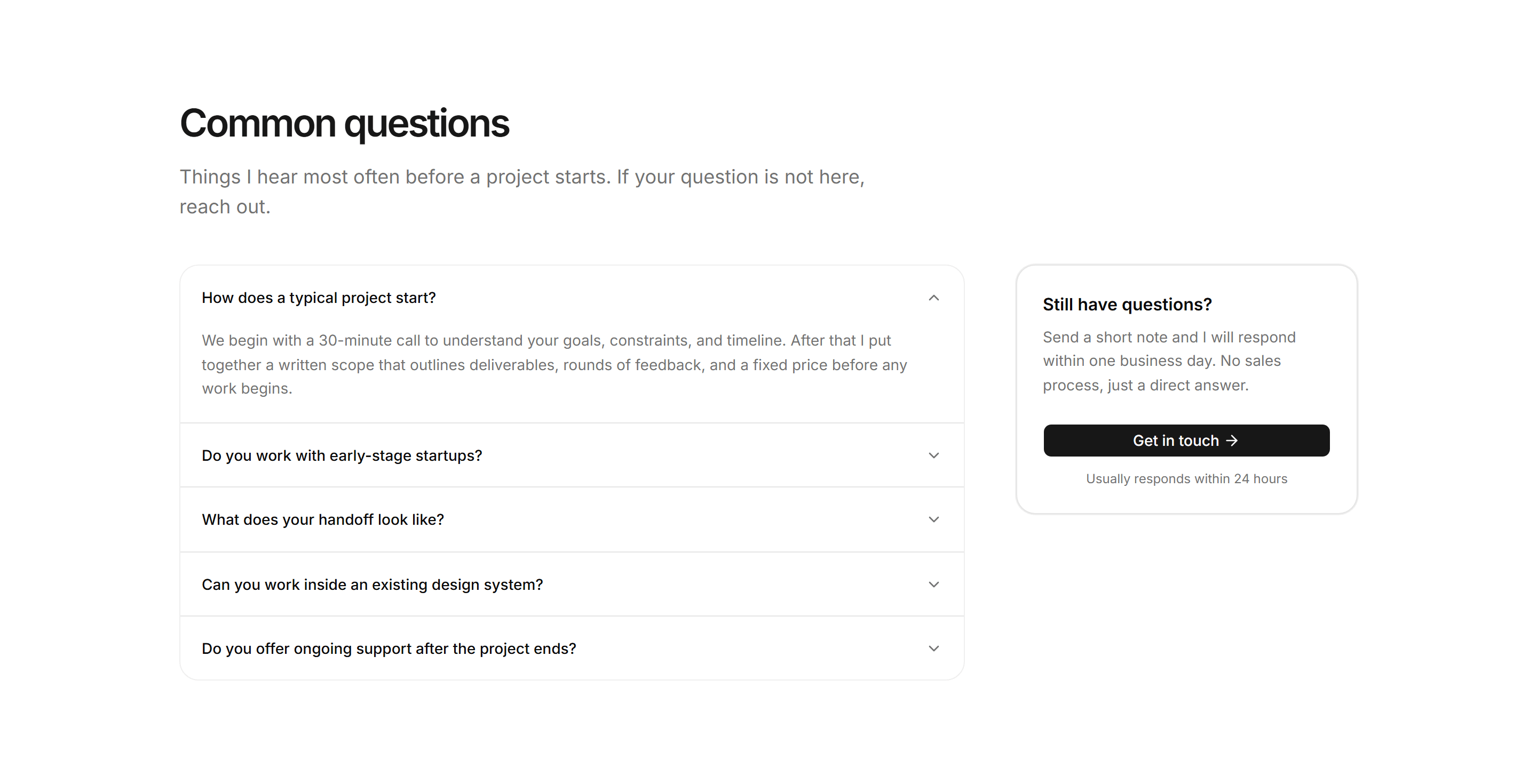 Portfolio FAQ: Faq With Contact