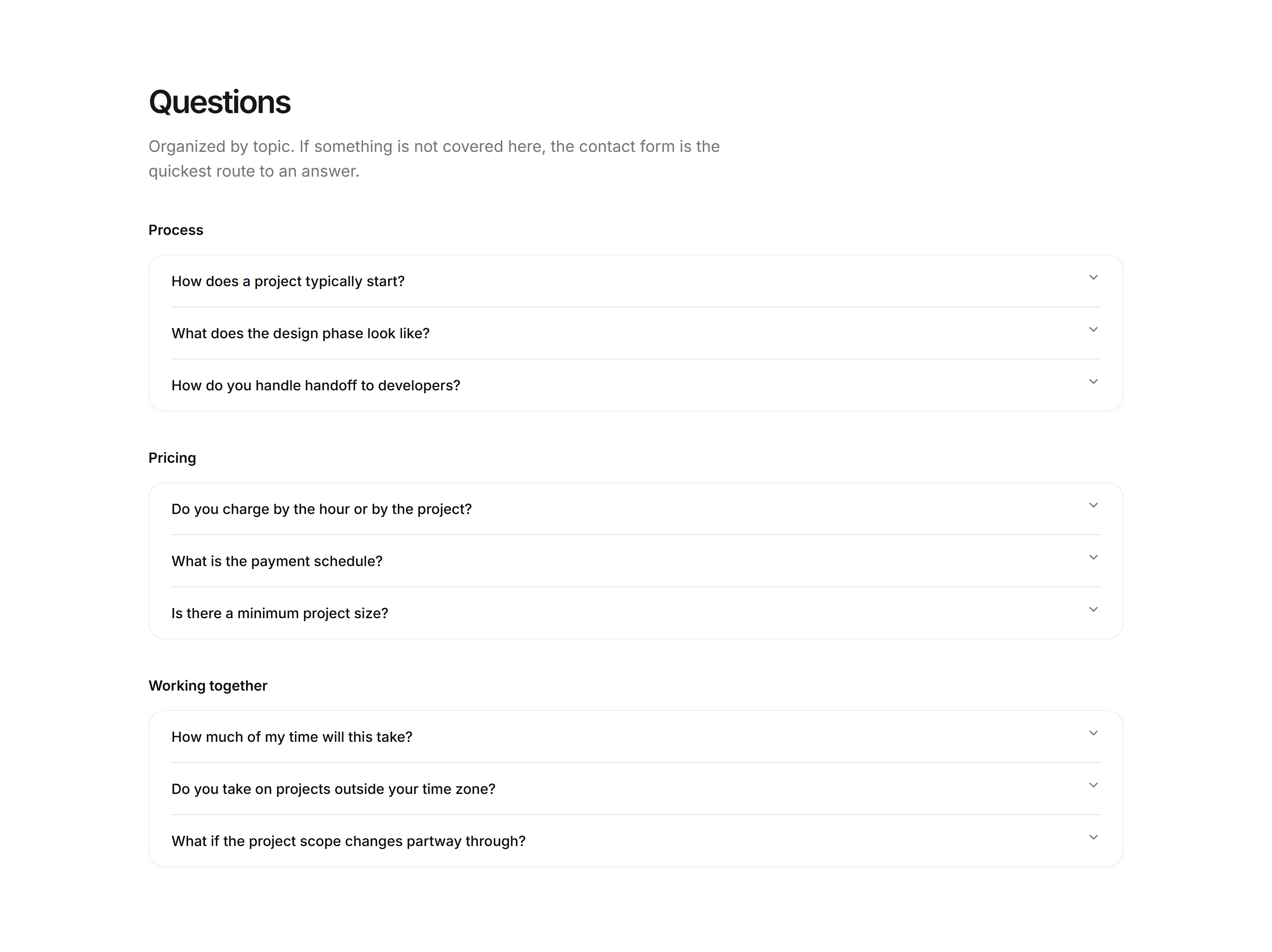 Portfolio FAQ: Grouped Faq