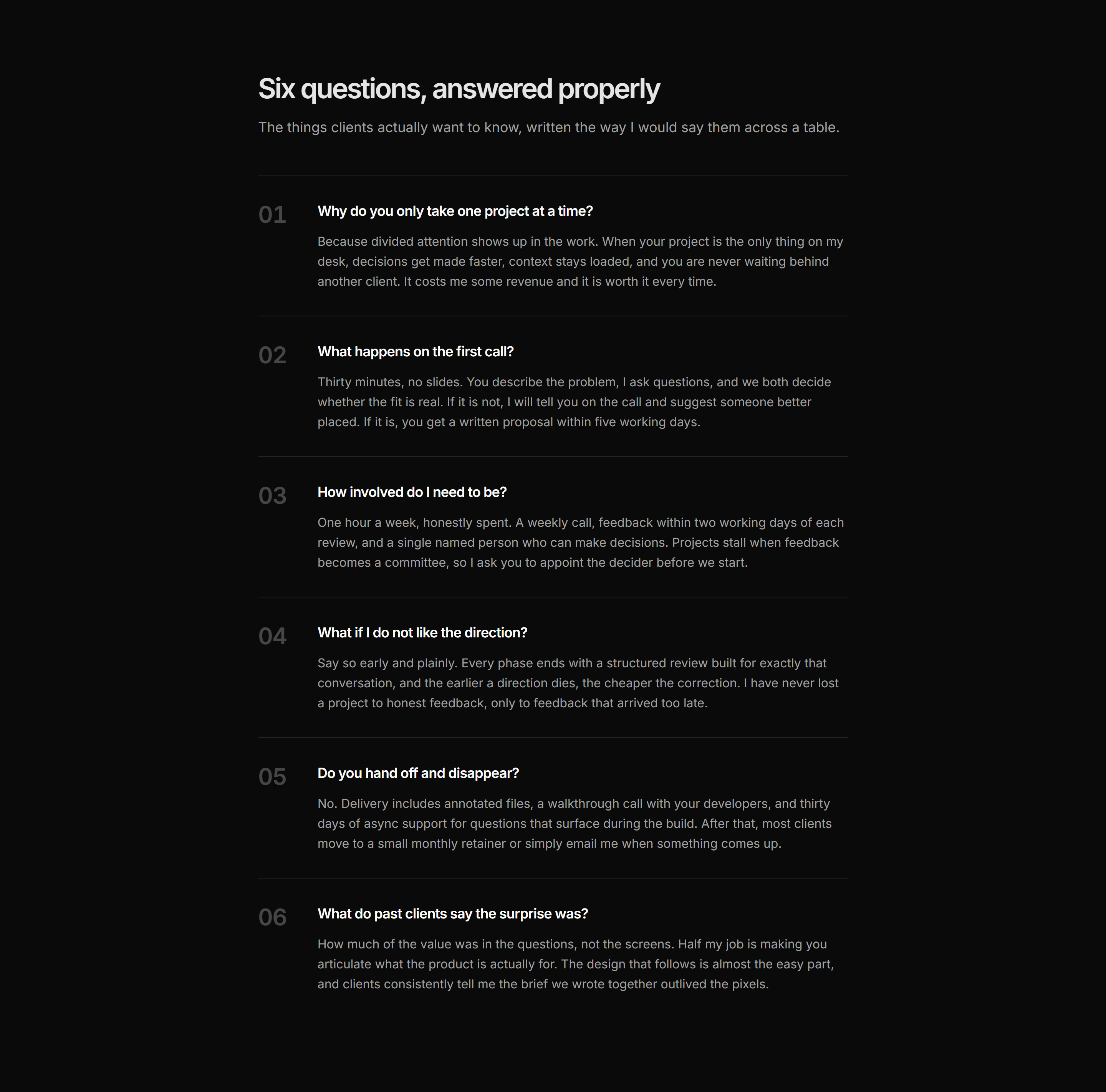 Portfolio FAQ: Numbered FAQ