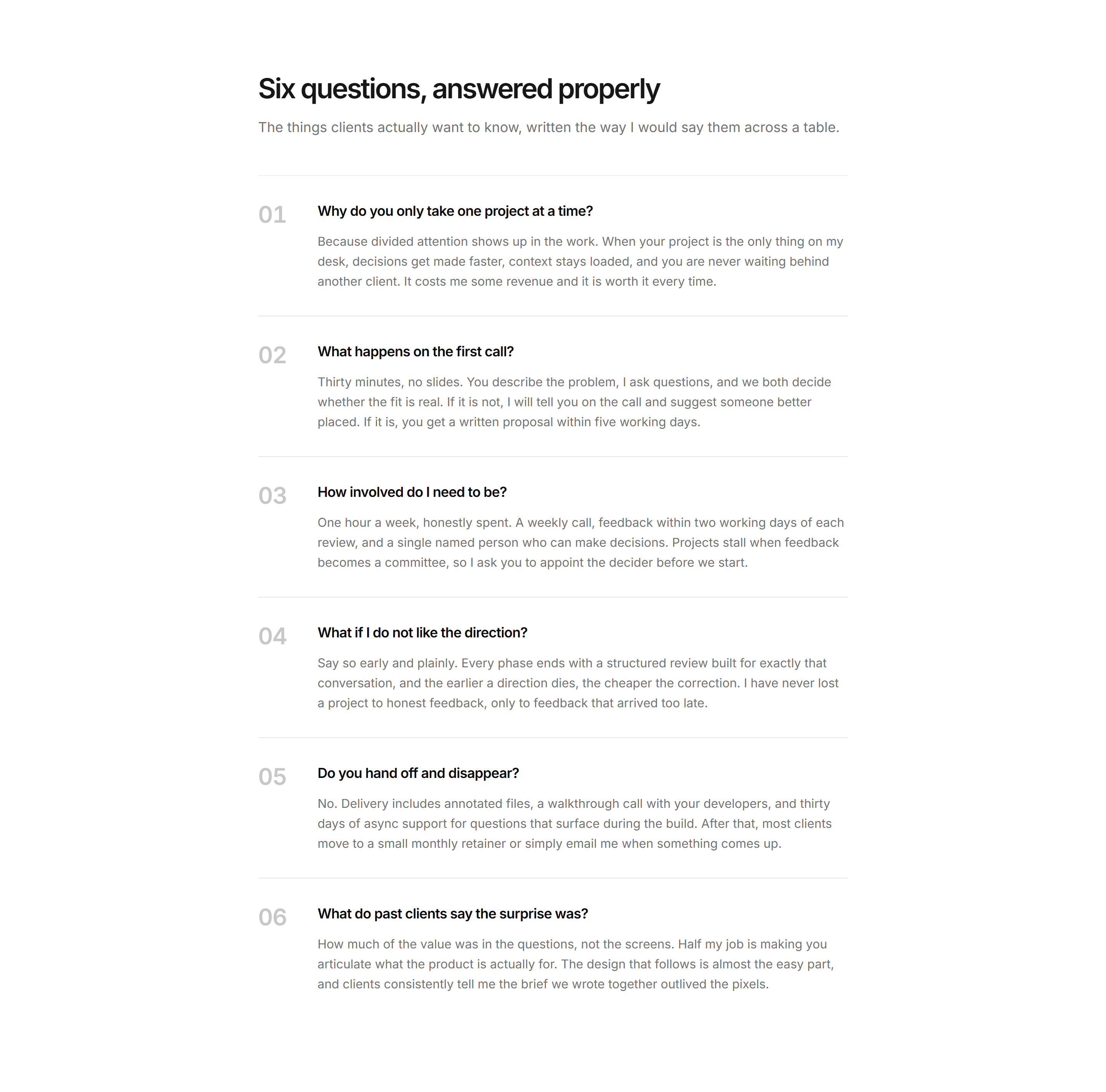 Portfolio FAQ: Numbered FAQ