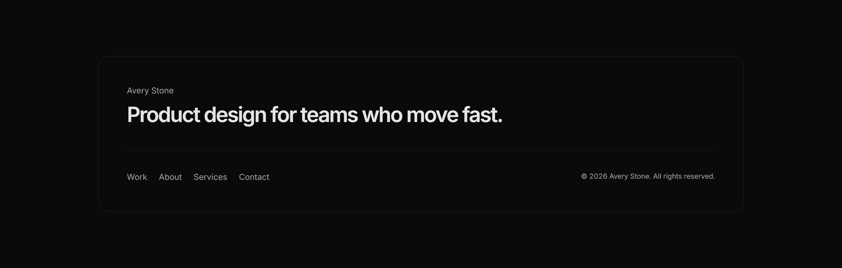 Portfolio Footer: Big Name Footer