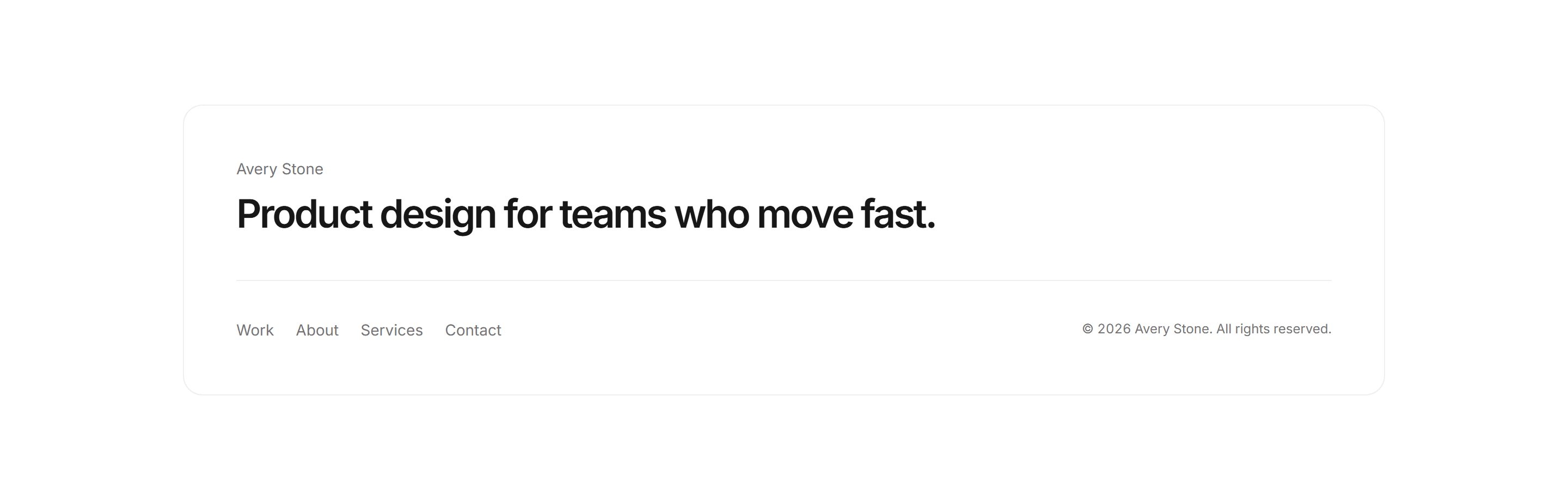 Portfolio Footer: Big Name Footer