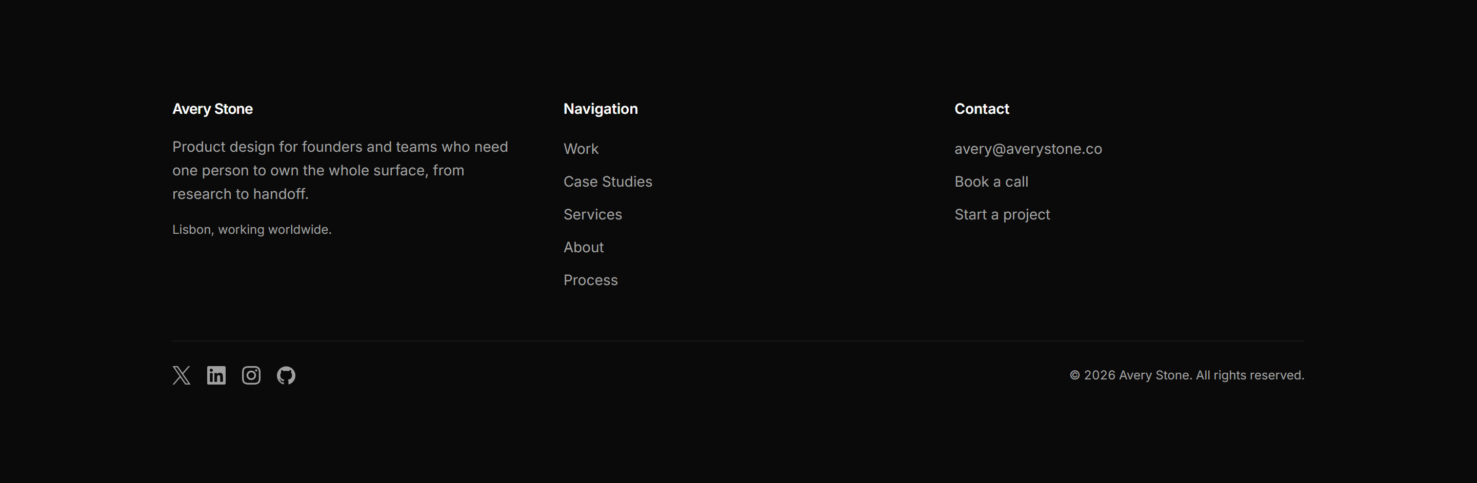 Portfolio Footer: Columns And Social Footer