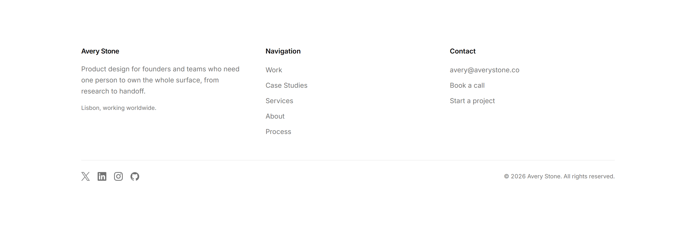 Portfolio Footer: Columns And Social Footer
