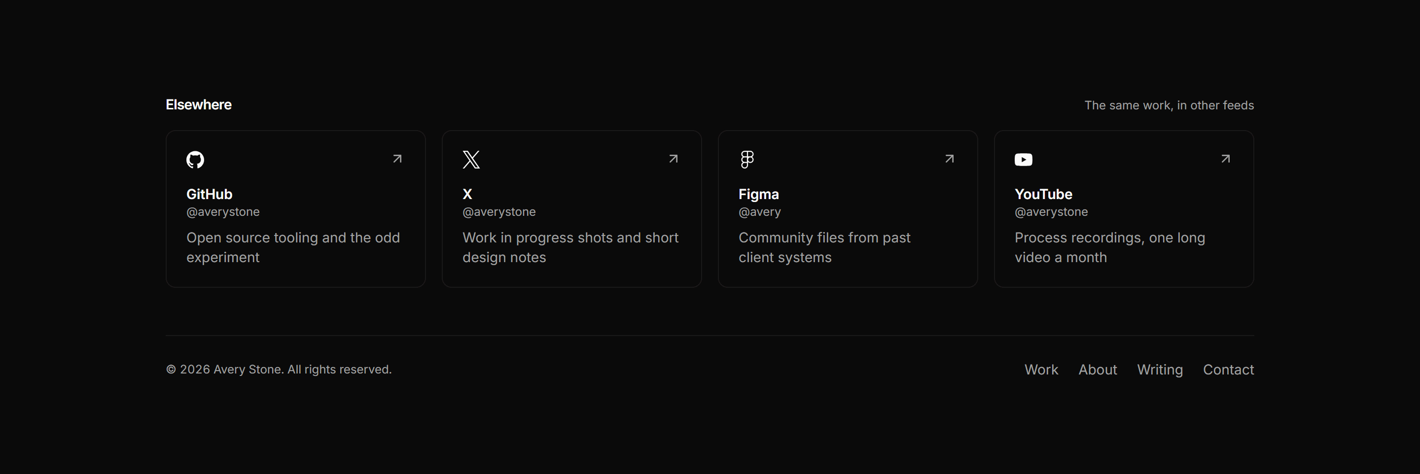 Portfolio Footer: Elsewhere Footer