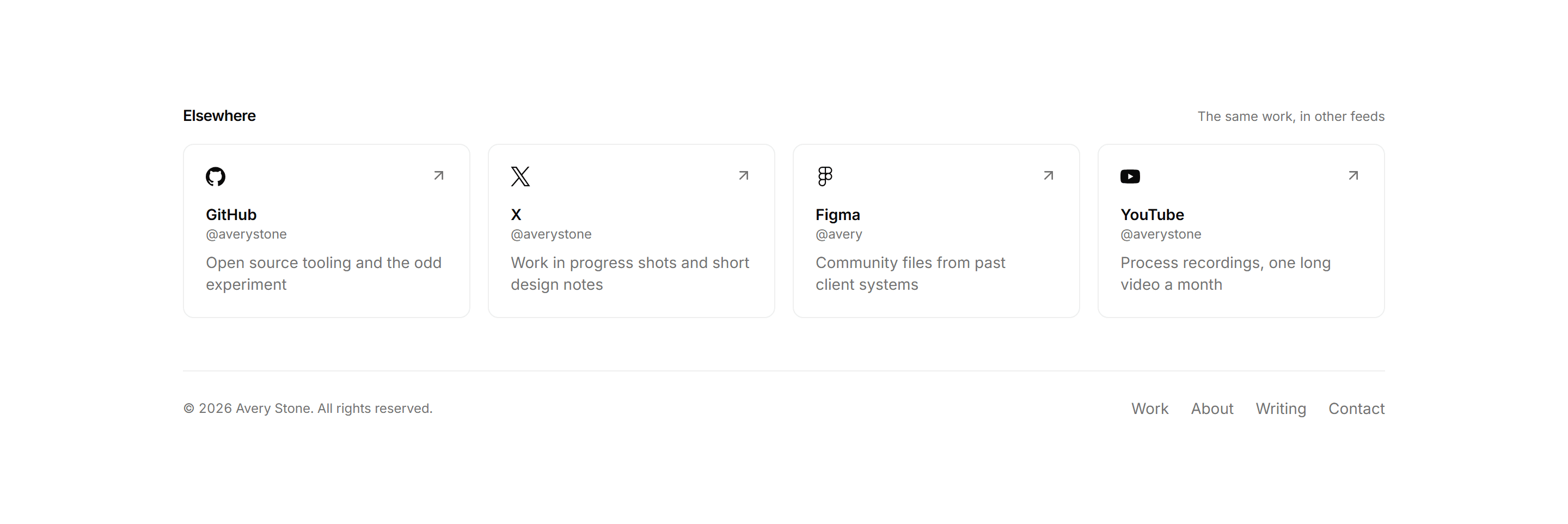 Portfolio Footer: Elsewhere Footer