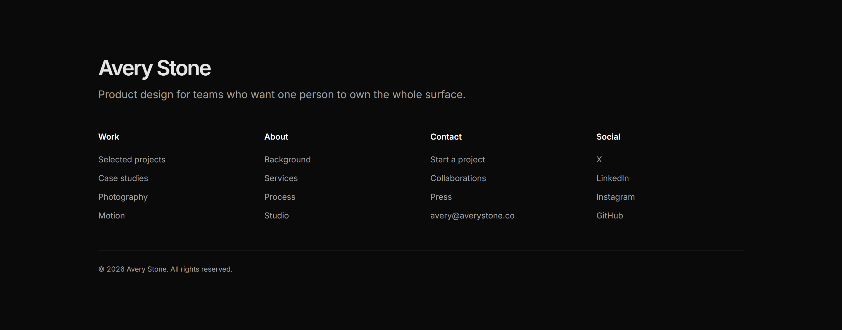 Portfolio Footer: Footer With Nav