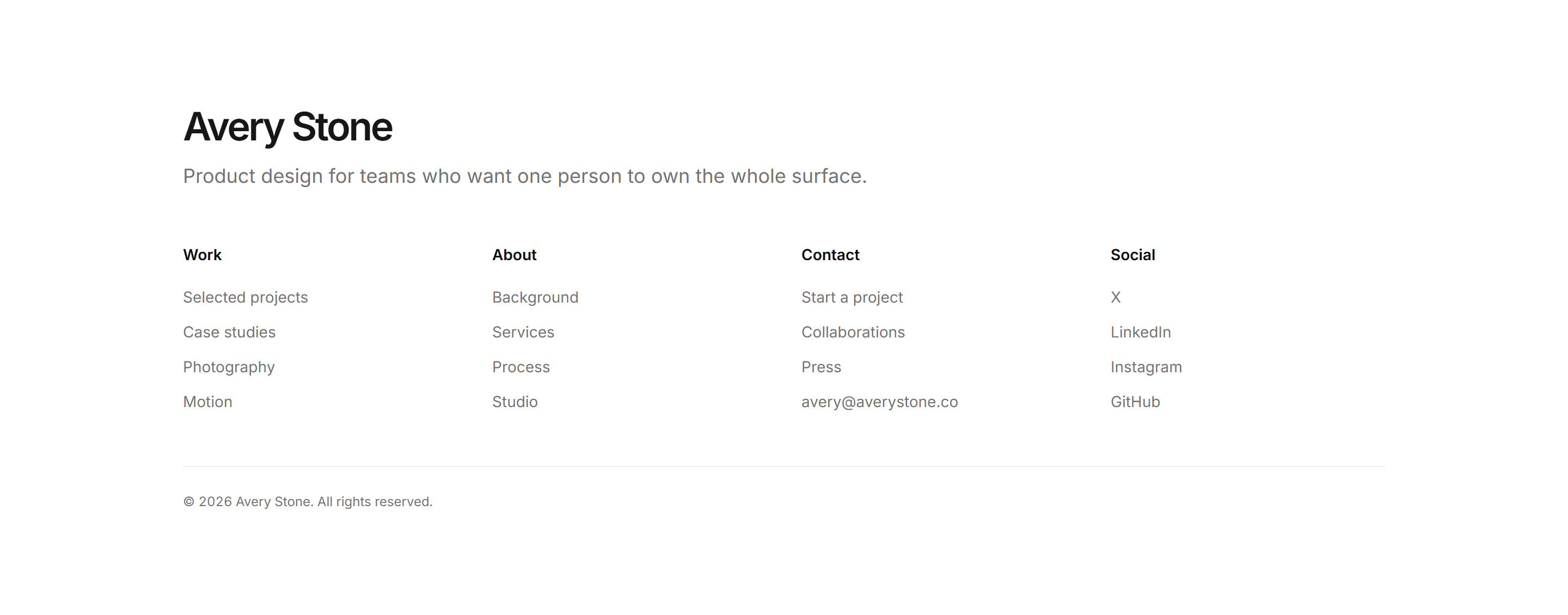 Portfolio Footer: Footer With Nav