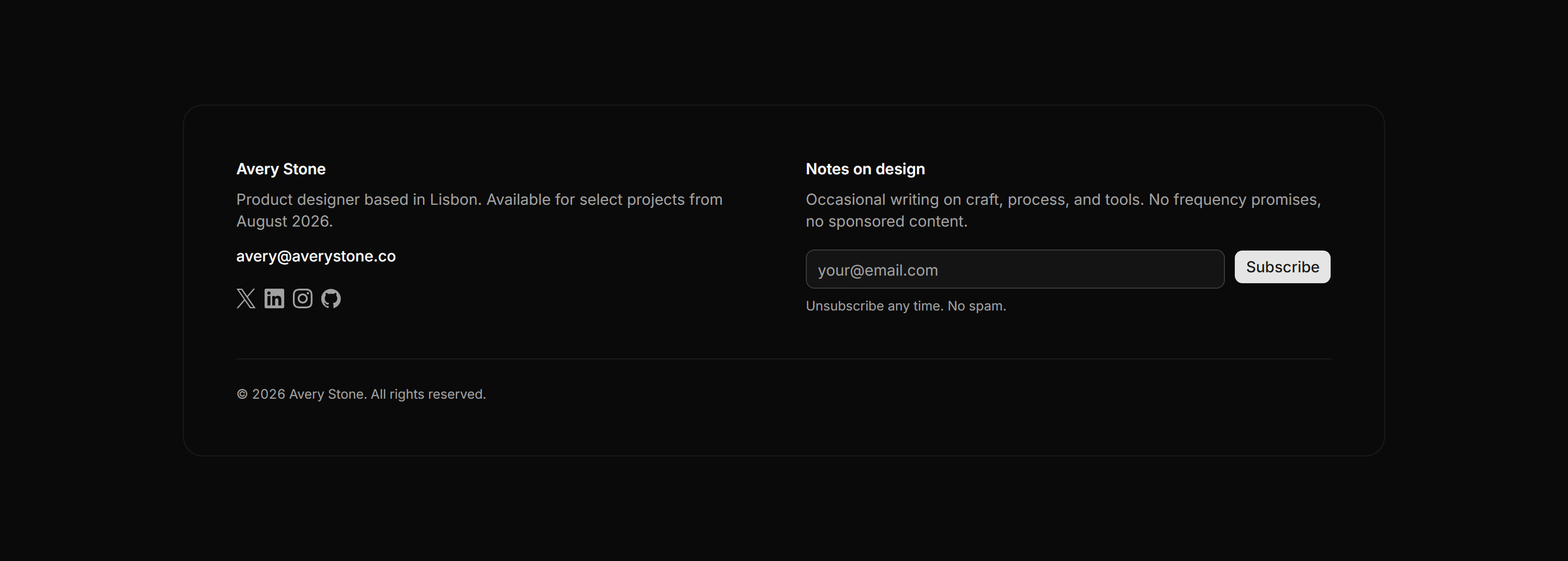 Portfolio Footer: Footer With Newsletter