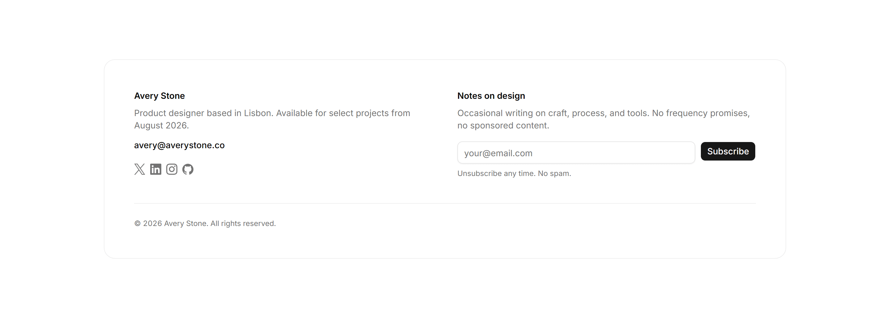Portfolio Footer: Footer With Newsletter