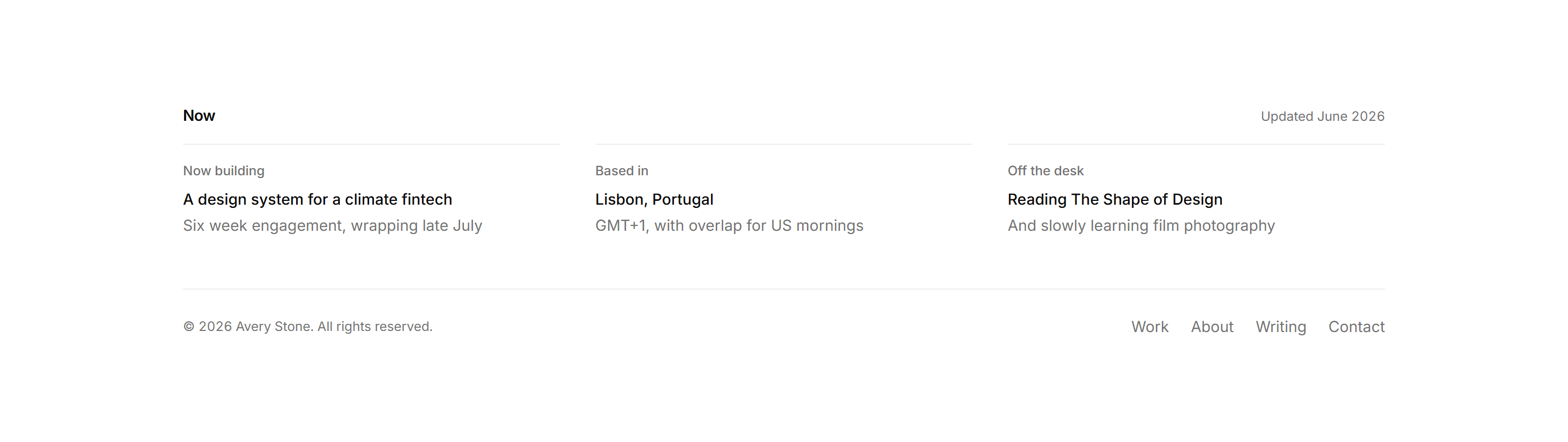 Portfolio Footer: Footer With Now