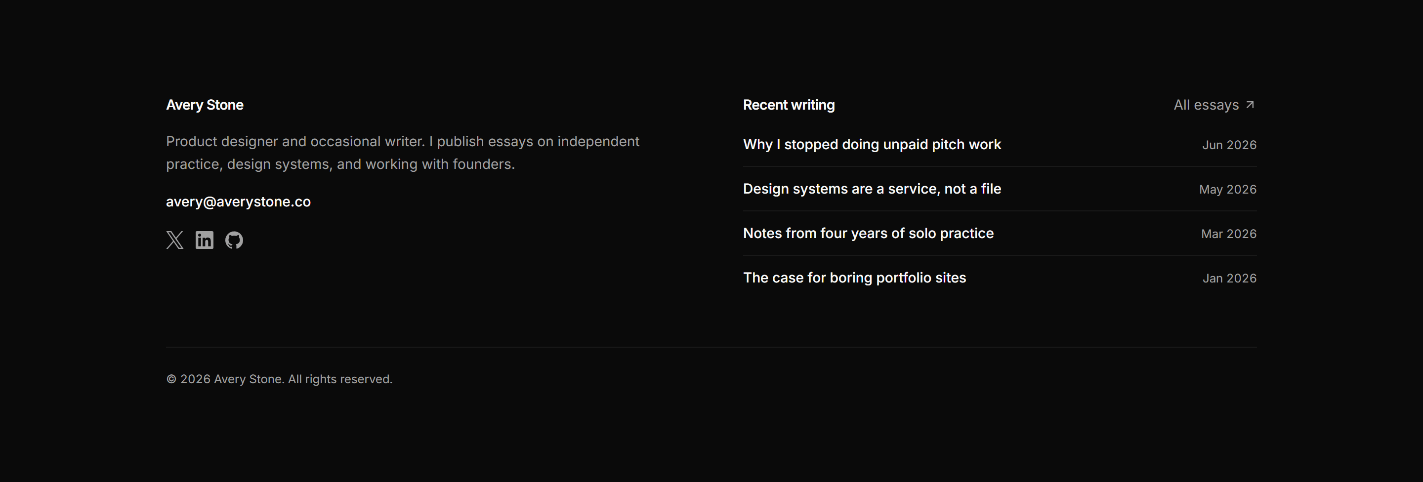 Portfolio Footer: Latest Writing Footer